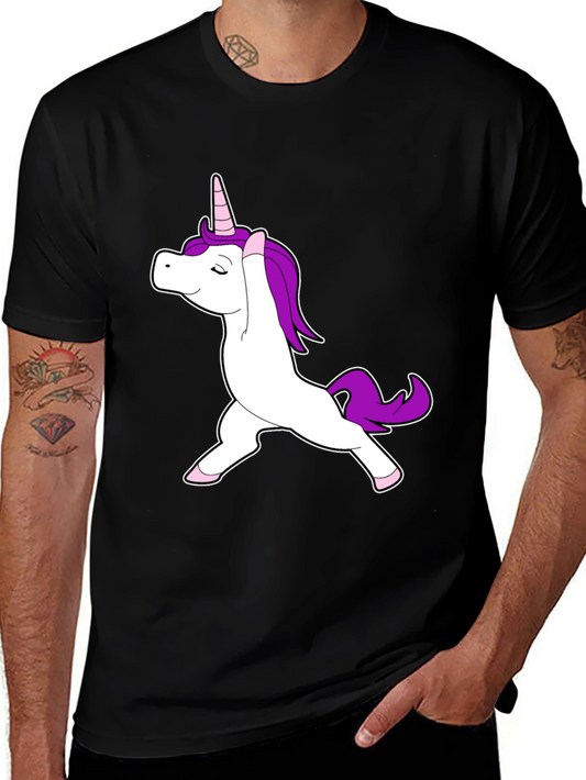 Yoga Unicorn Black T-Shirt - Magical Relaxation
