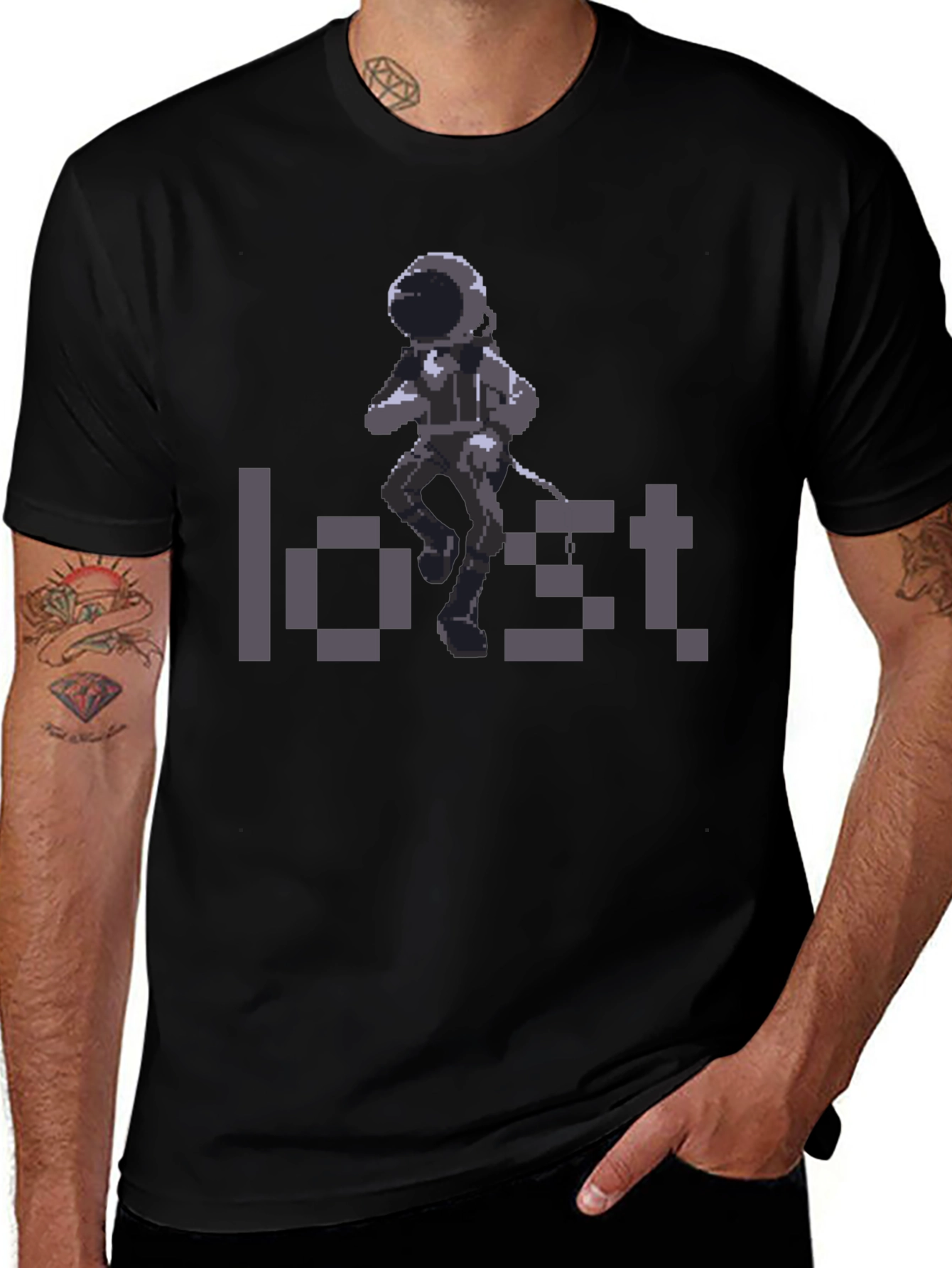 Lost Astronaut Graphic T-Shirt - Retro Pixel Style