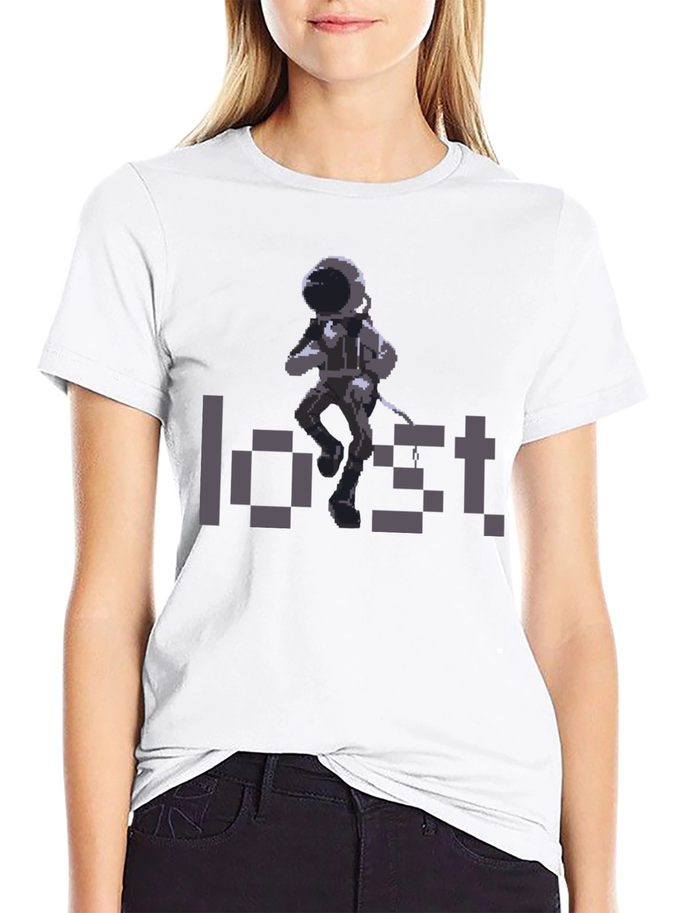 Lost Astronaut Graphic T-Shirt - Retro Pixel Style