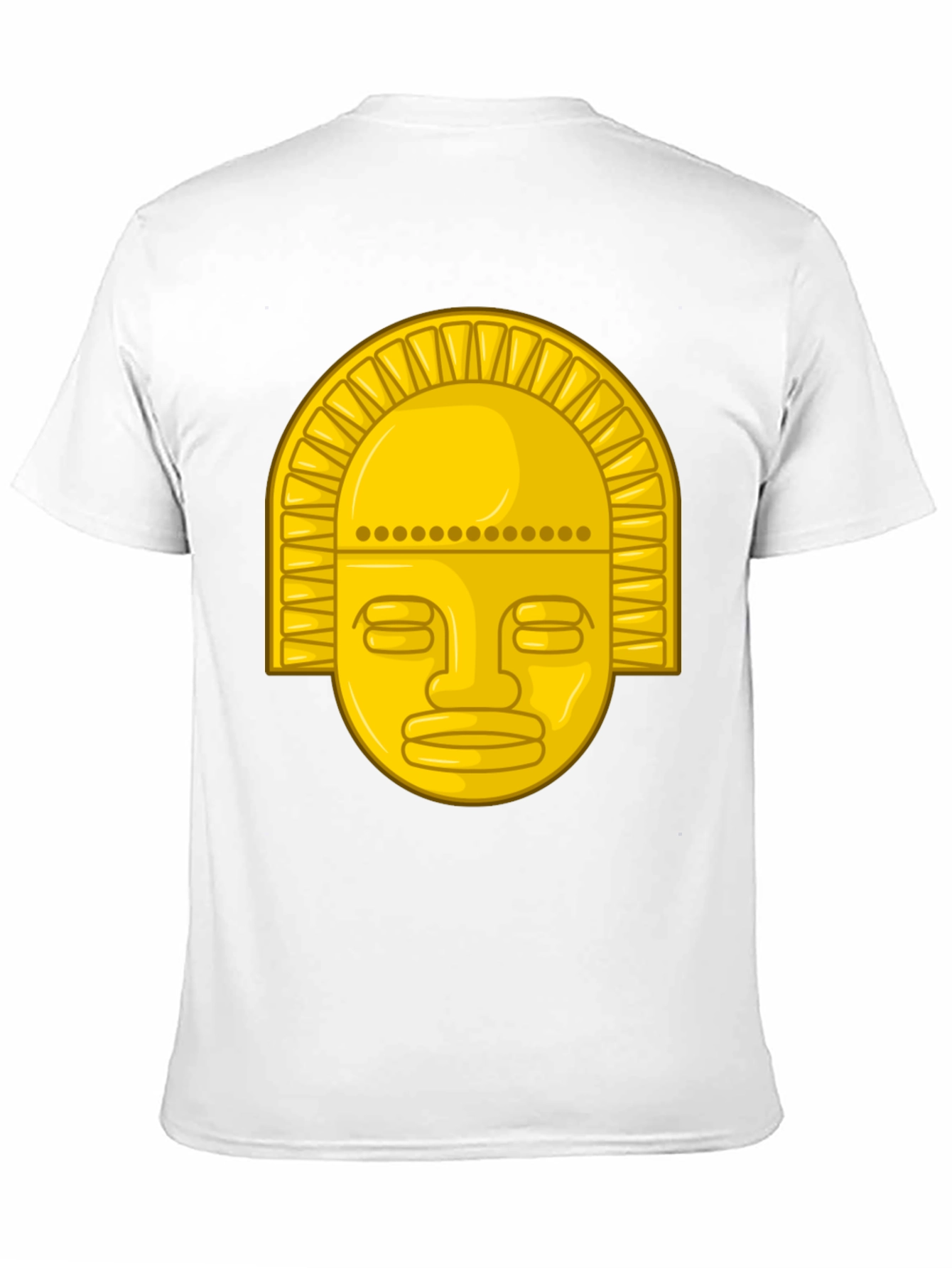 Golden Inca Mask Graphic Tee - Black Cotton T-Shirt