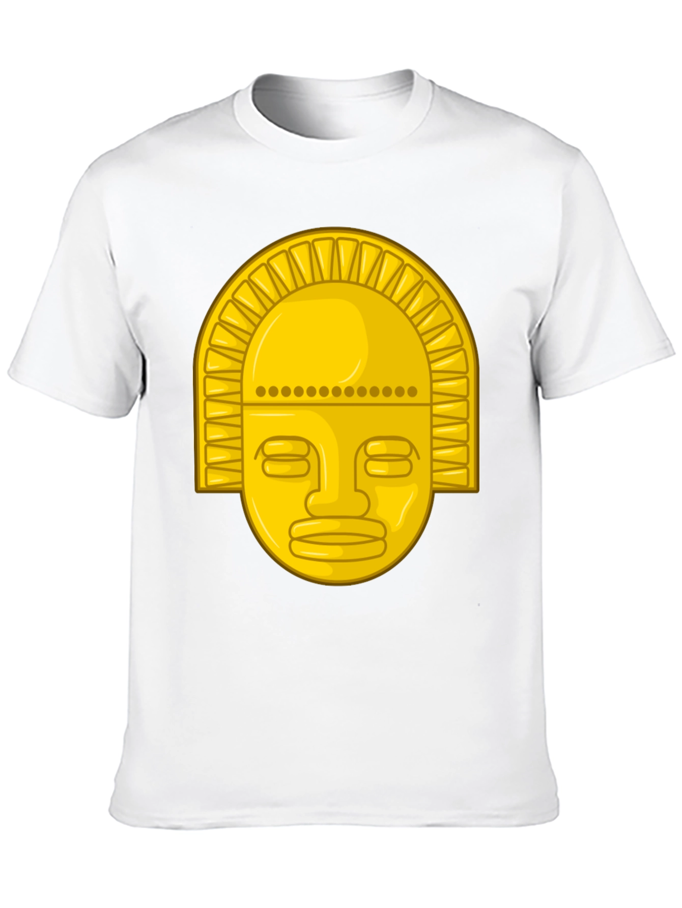 Golden Inca Mask Graphic Tee - Black Cotton T-Shirt