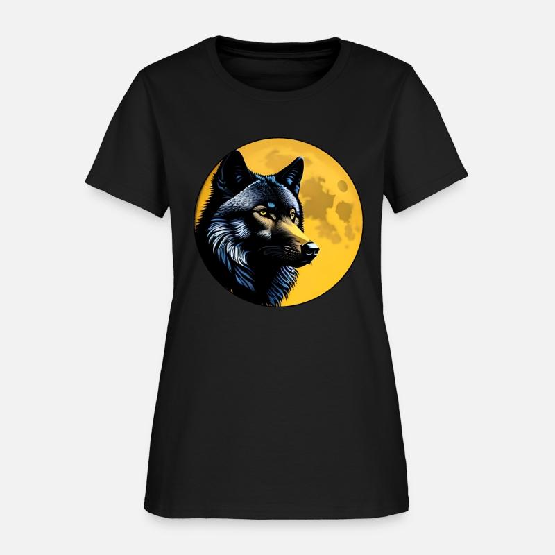 T-shirt graphique loup hurlant à la lune