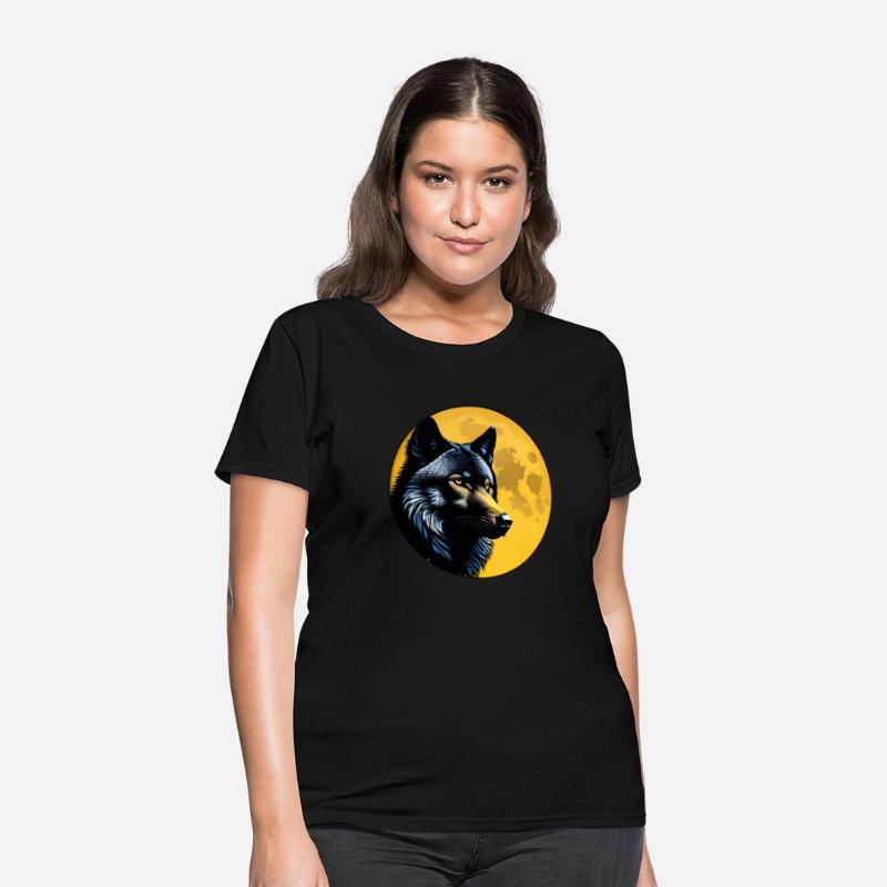 T-shirt graphique loup hurlant à la lune