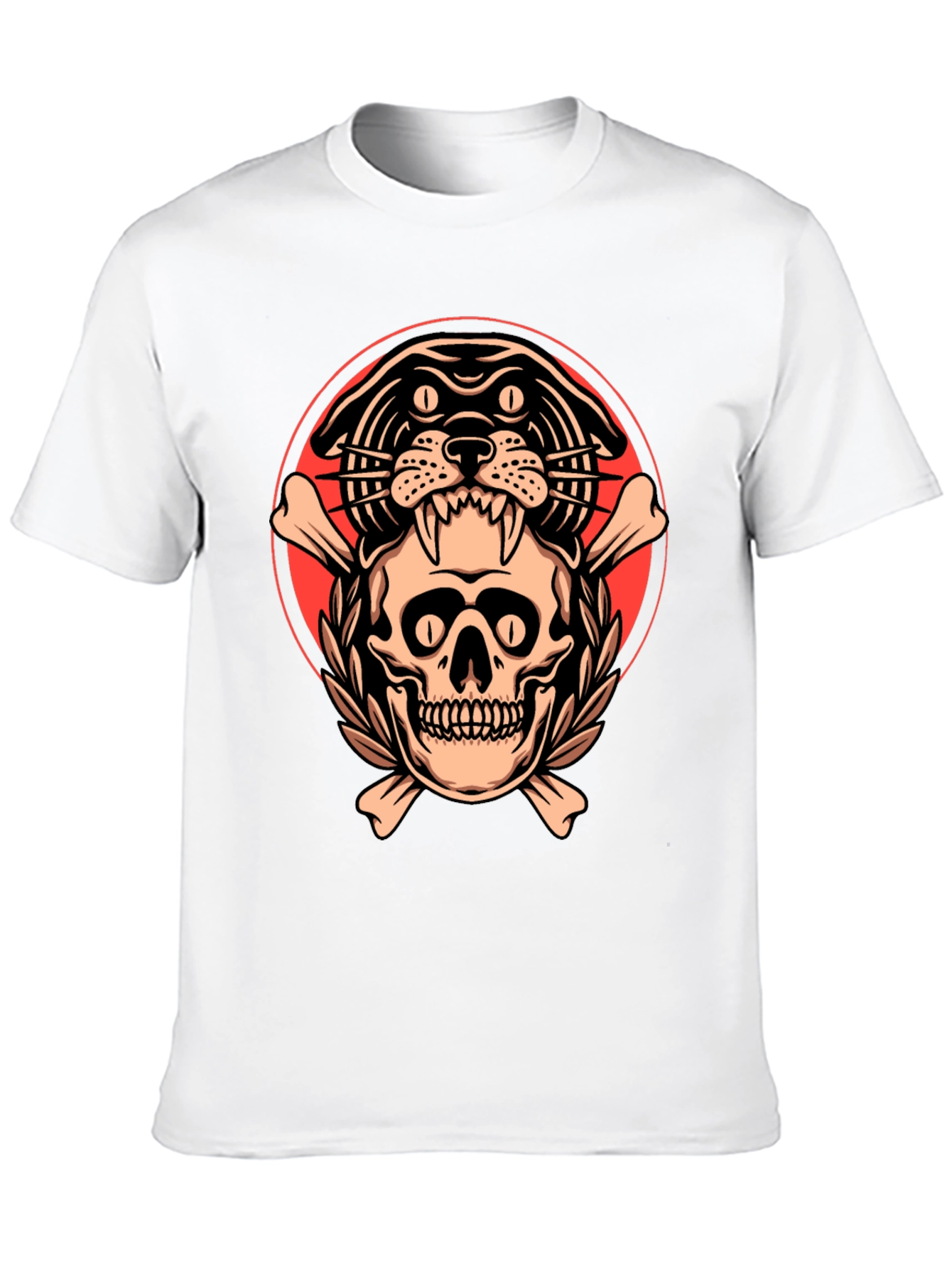 Skull & Panther Graphic Tee - Mens Black T-Shirt