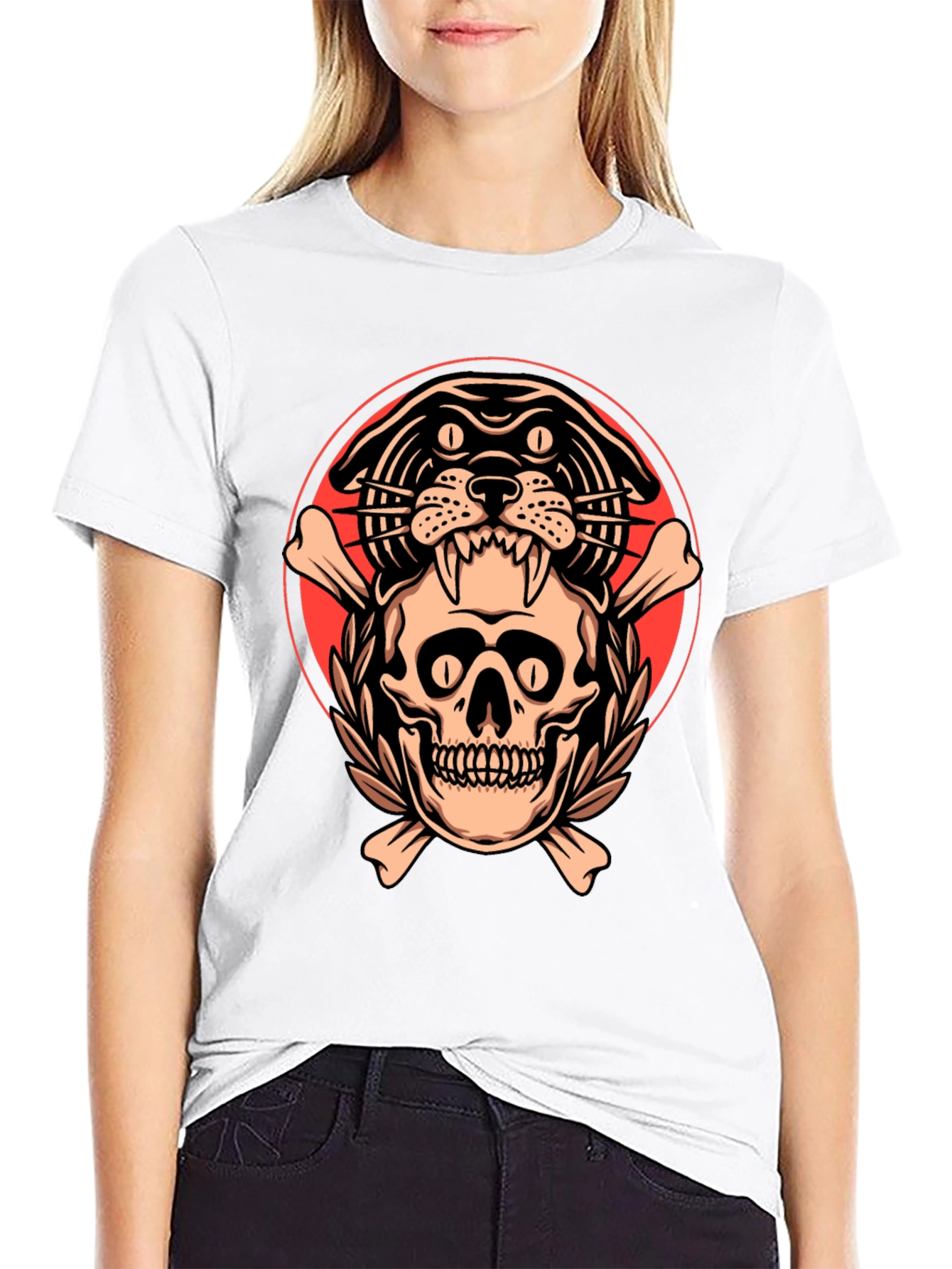 Skull & Panther Graphic Tee - Mens Black T-Shirt