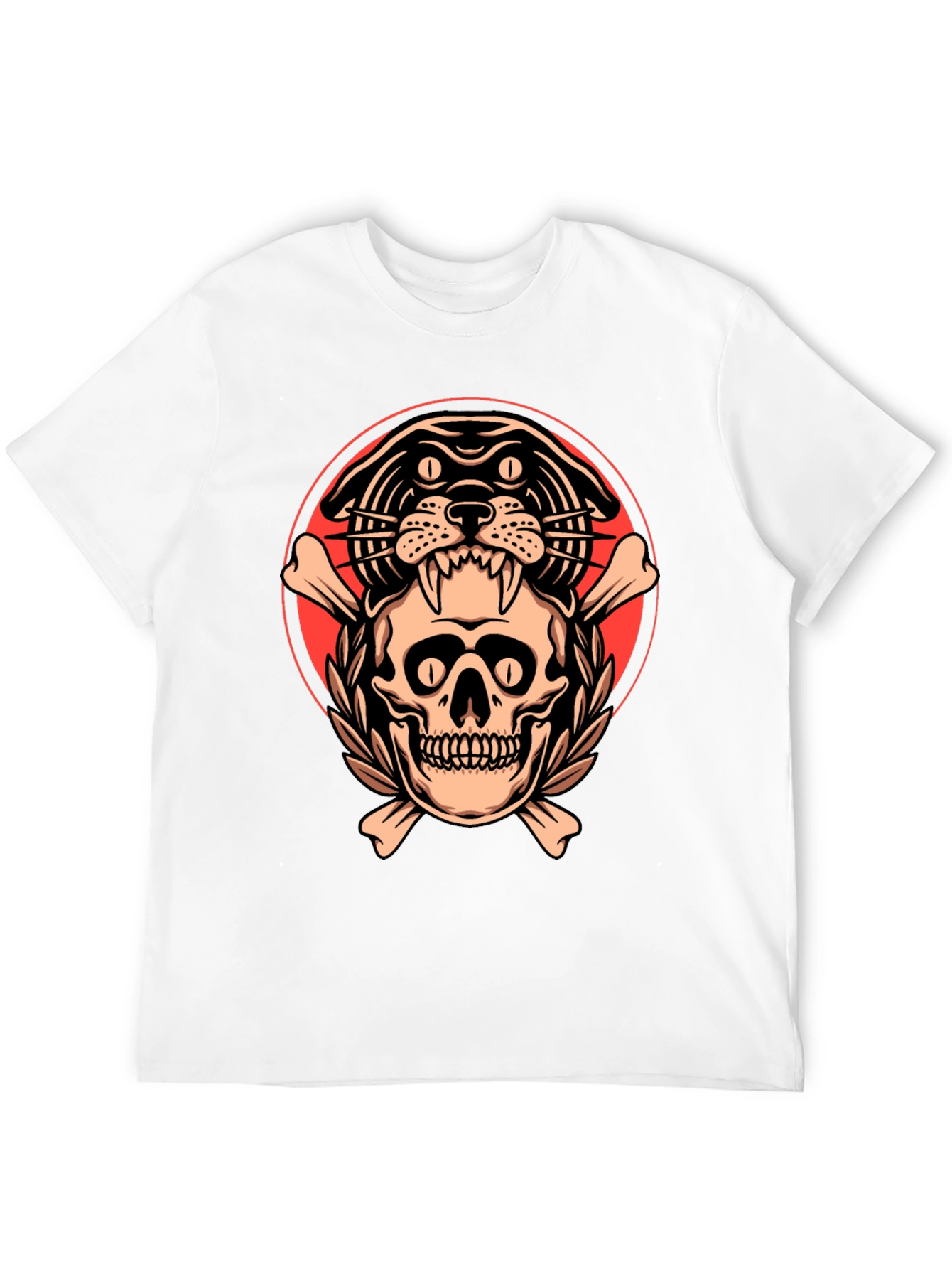 Skull & Panther Graphic Tee - Mens Black T-Shirt