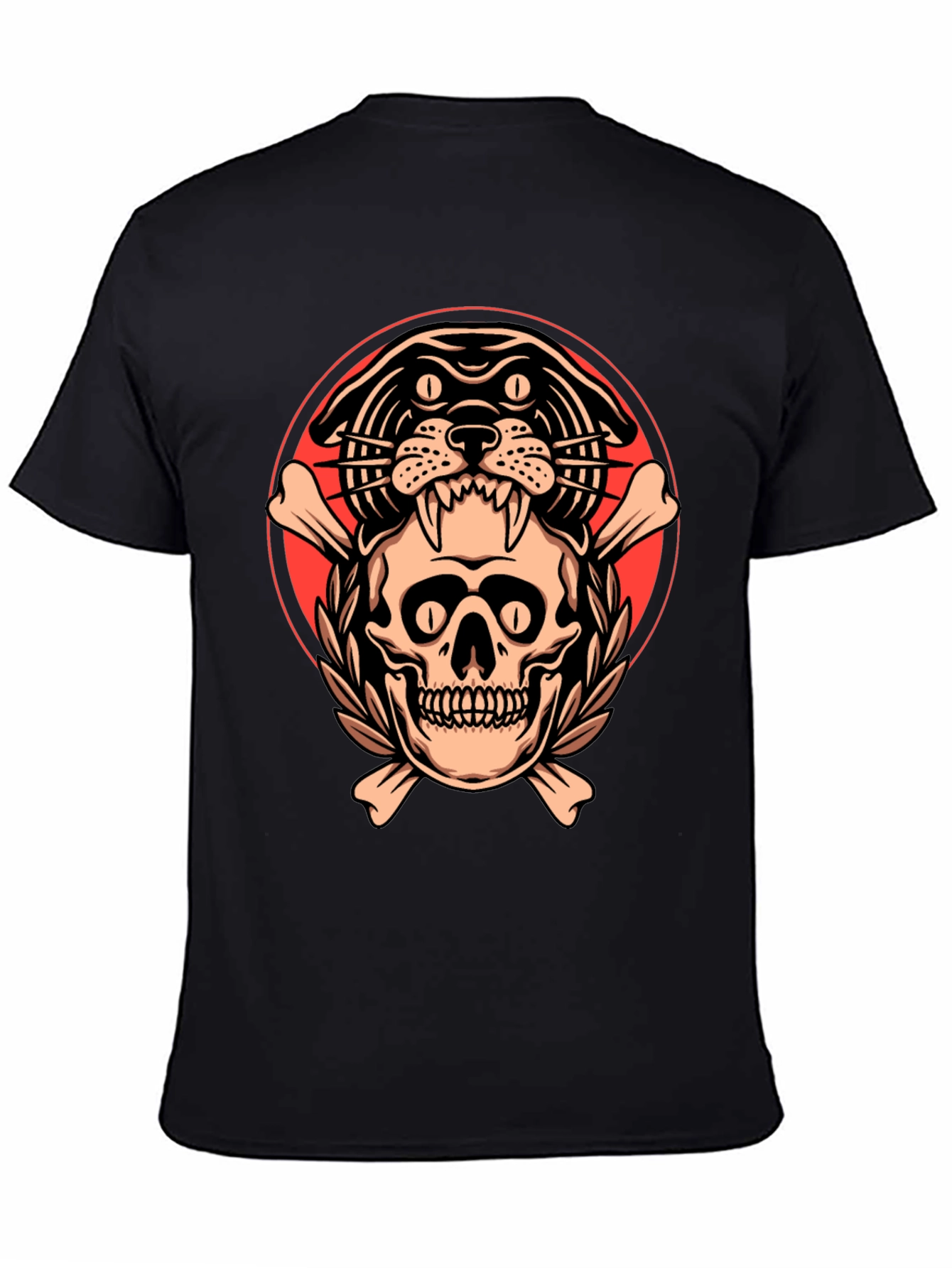 Skull & Panther Graphic Tee - Mens Black T-Shirt