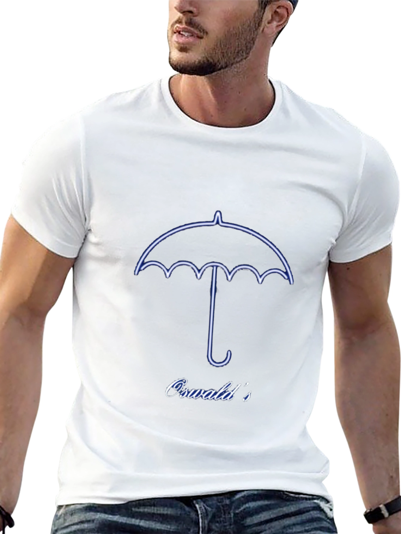 Oswalds Umbrella Graphic Tee - Trendy Black T-Shirt