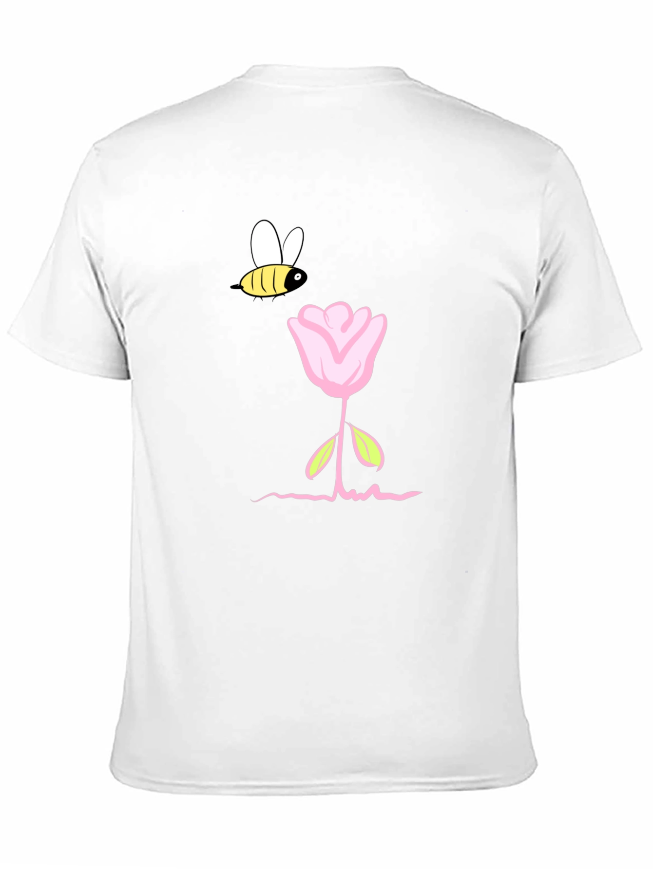Bee and Flower Graphic T-Shirt - Black Casual Tee