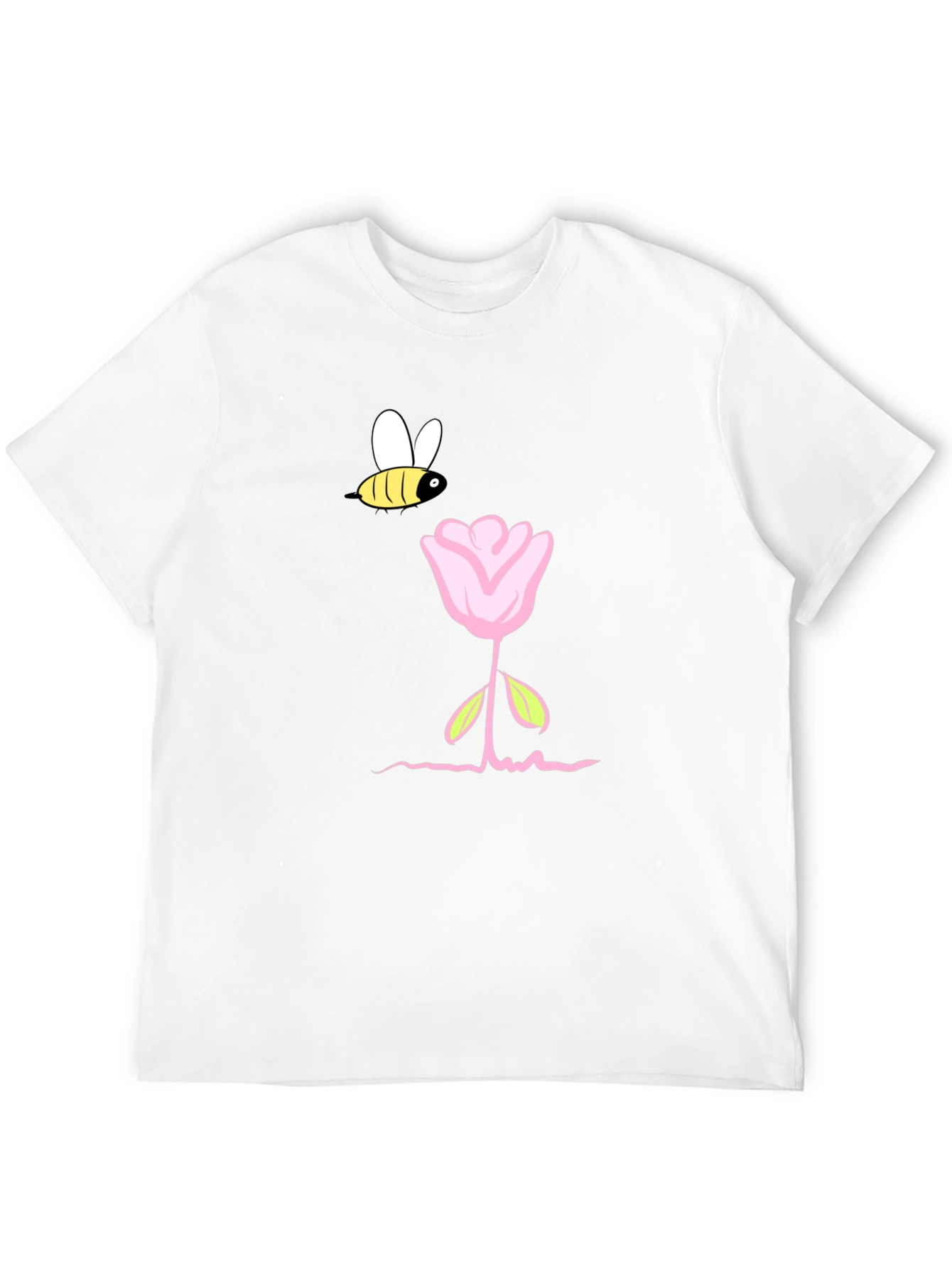 Bee and Flower Graphic T-Shirt - Black Casual Tee