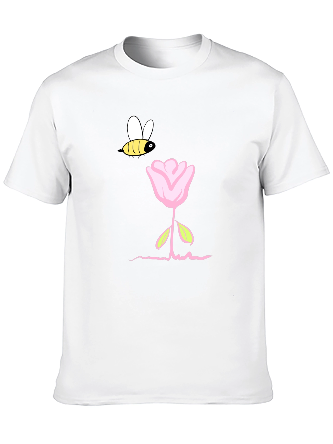 Bee and Flower Graphic T-Shirt - Black Casual Tee