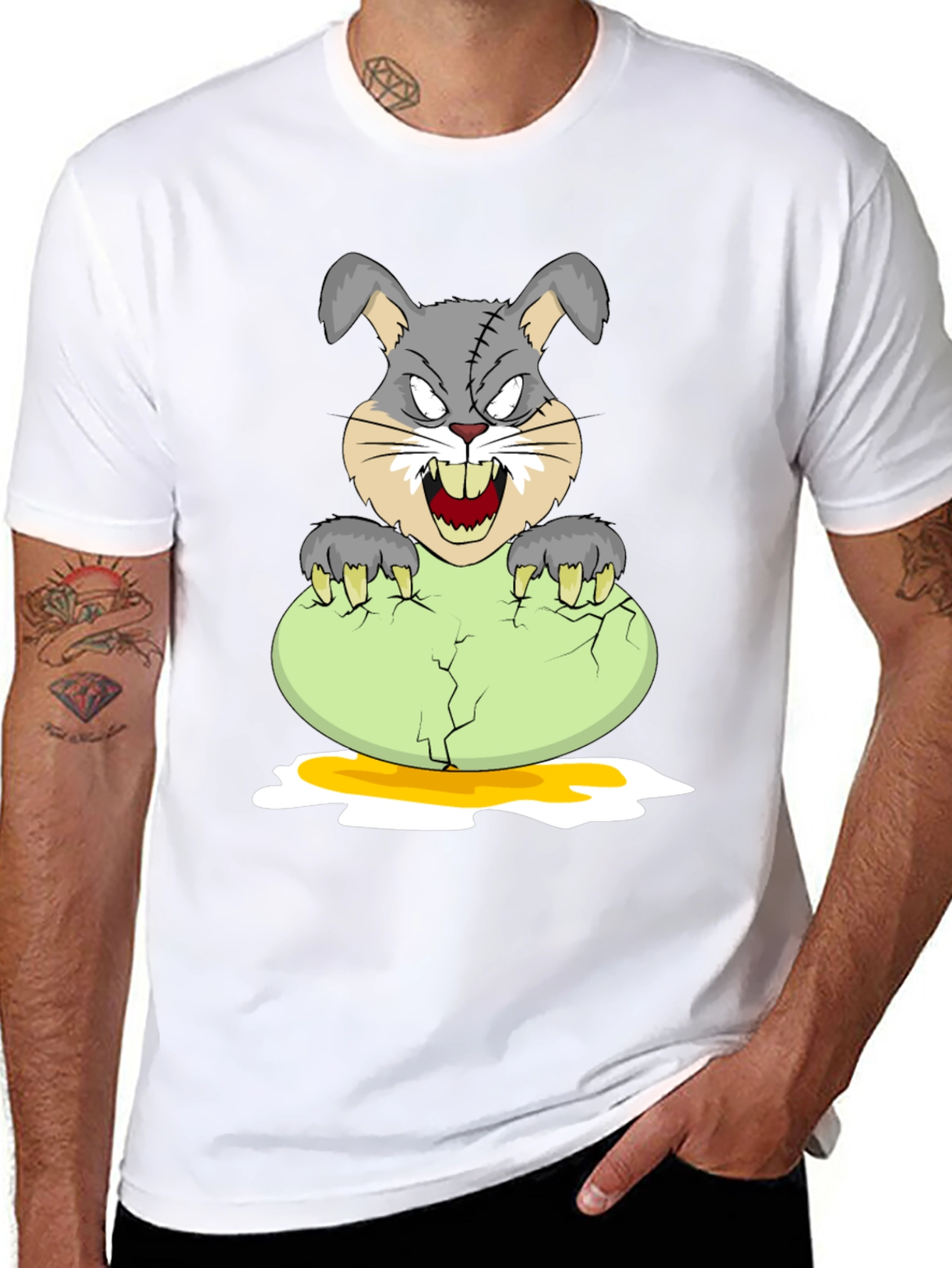 Zombie Bunny Cracking Egg Graphic Tee
