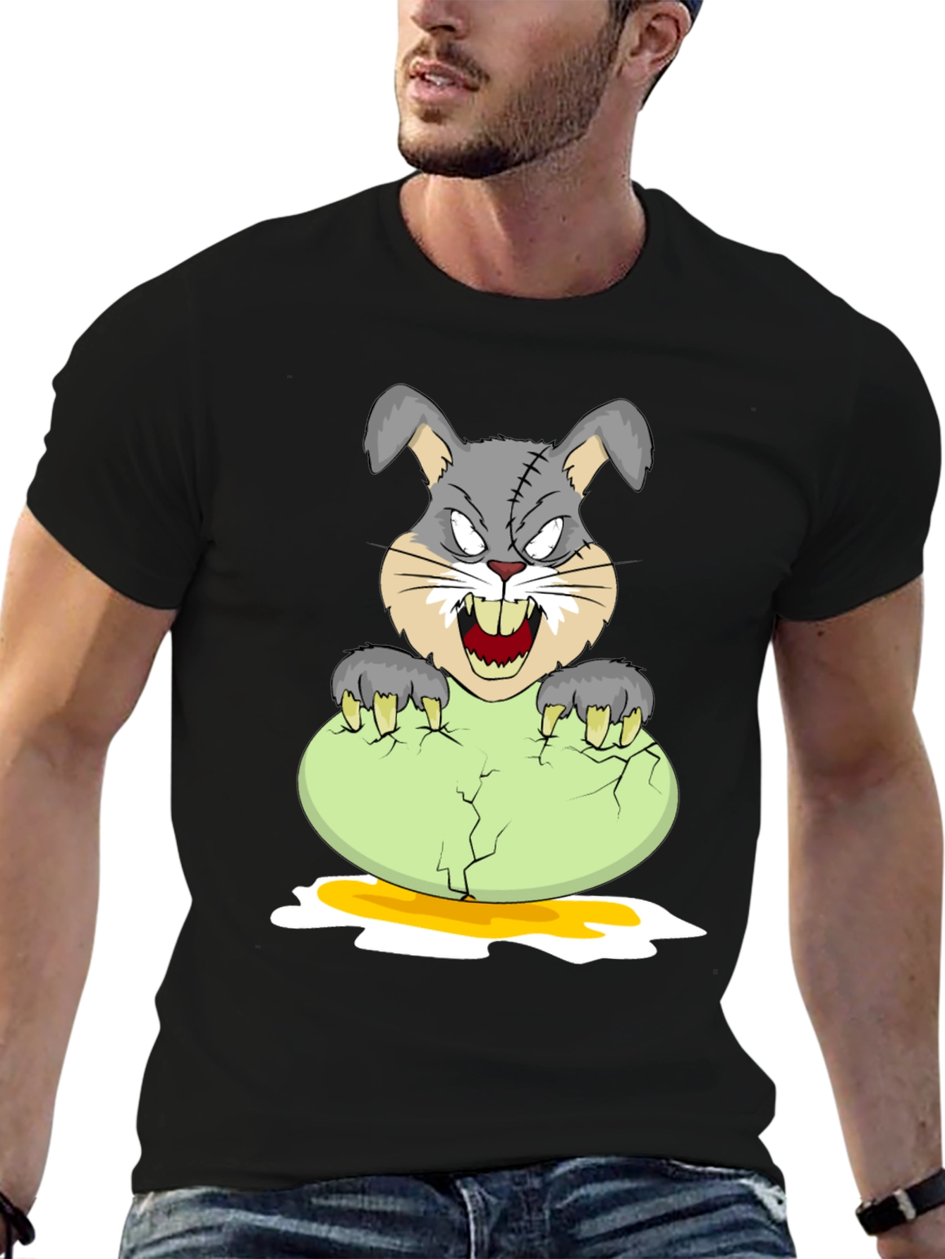 Zombie Bunny Cracking Egg Graphic Tee