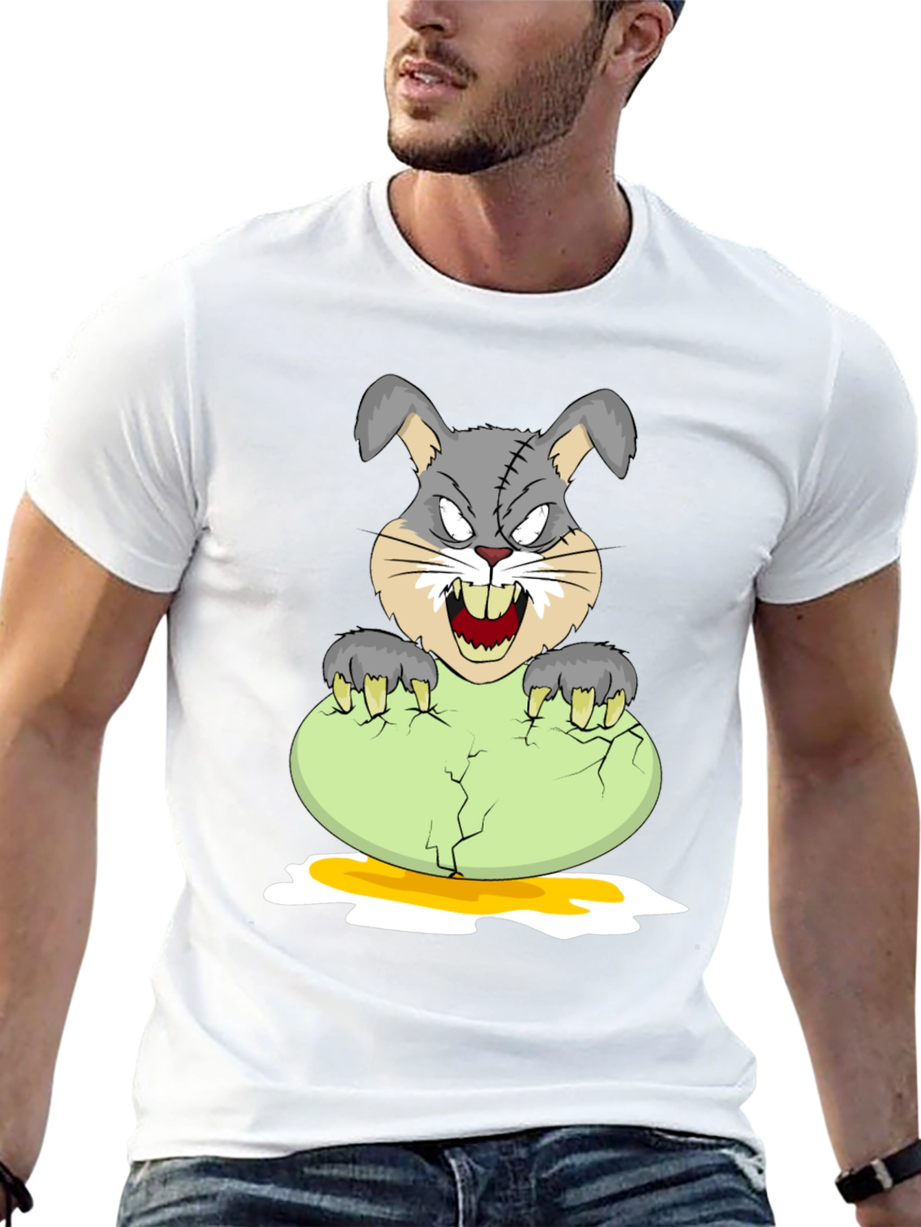 Zombie Bunny Cracking Egg Graphic Tee