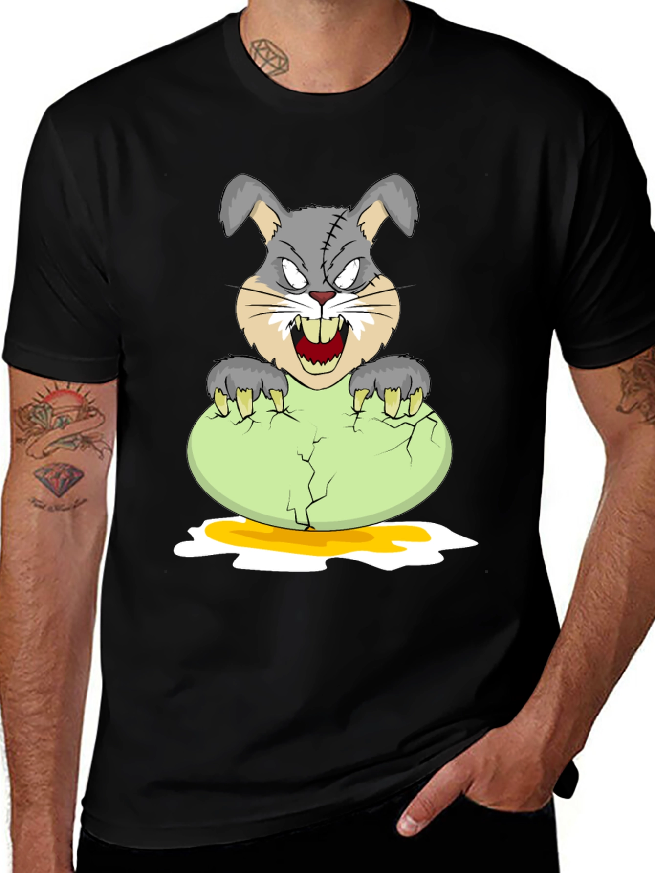 Zombie Bunny Cracking Egg Graphic Tee