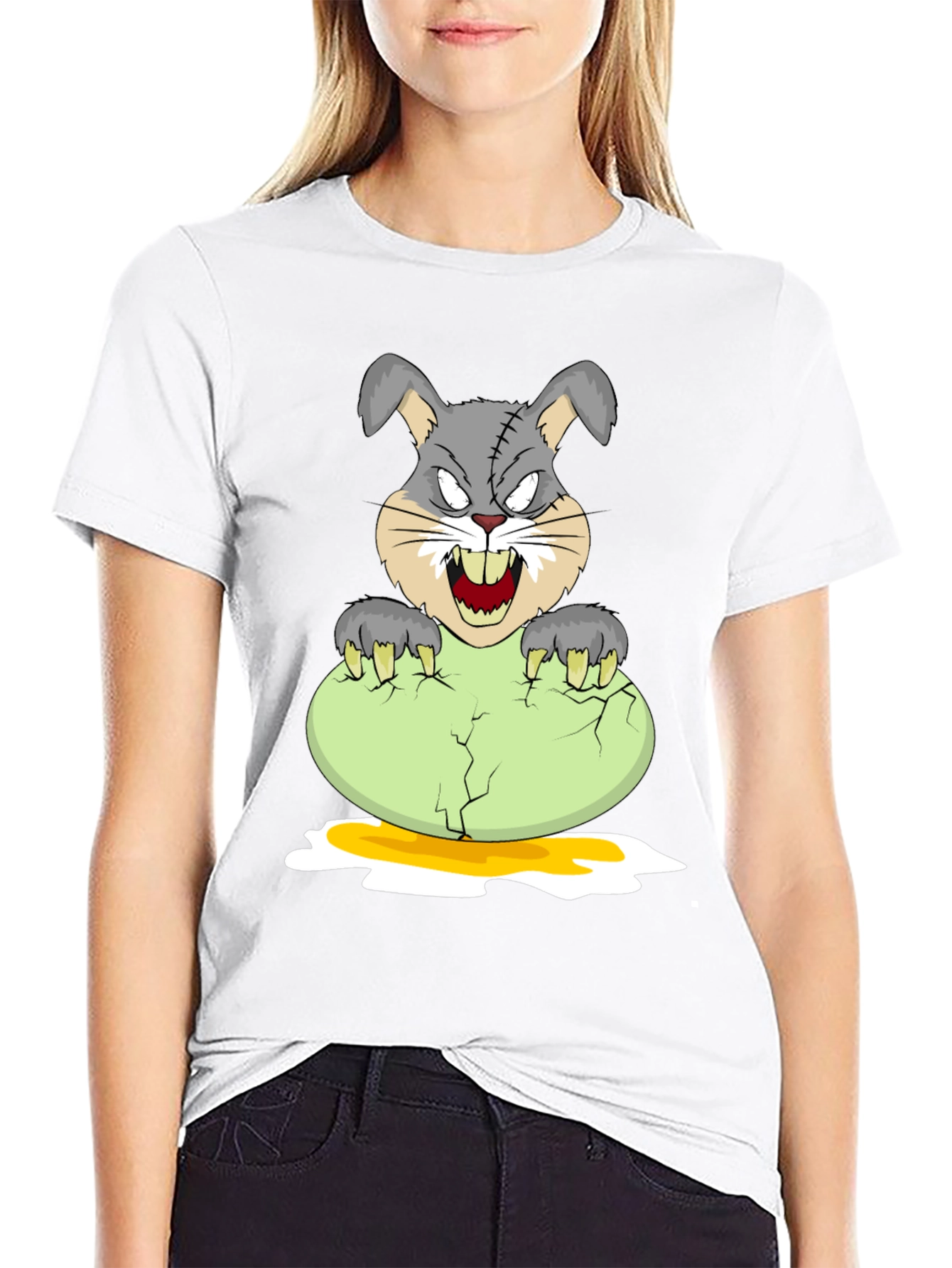 Zombie Bunny Cracking Egg Graphic Tee