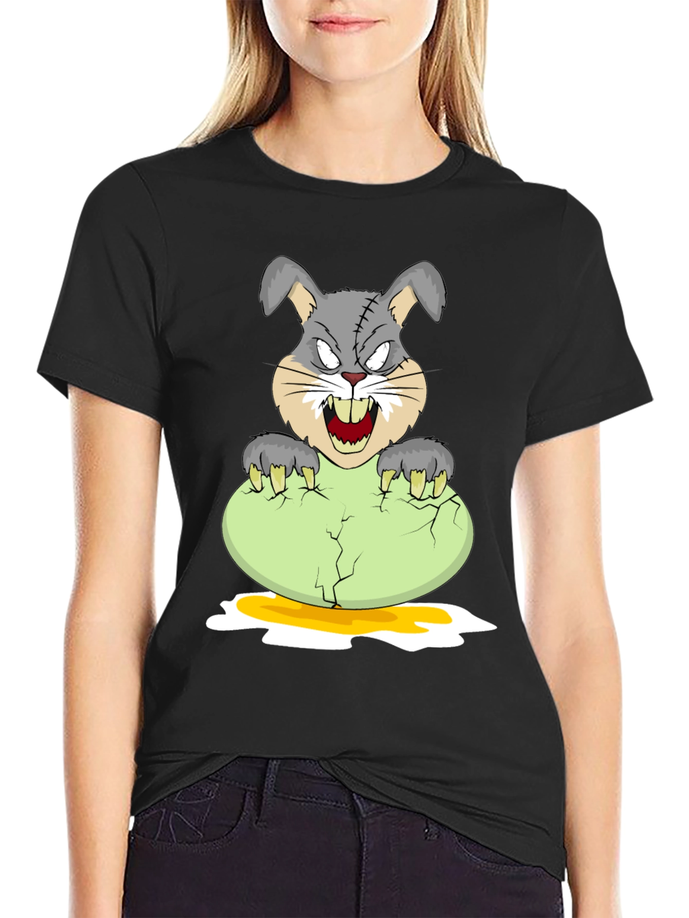 Zombie Bunny Cracking Egg Graphic Tee