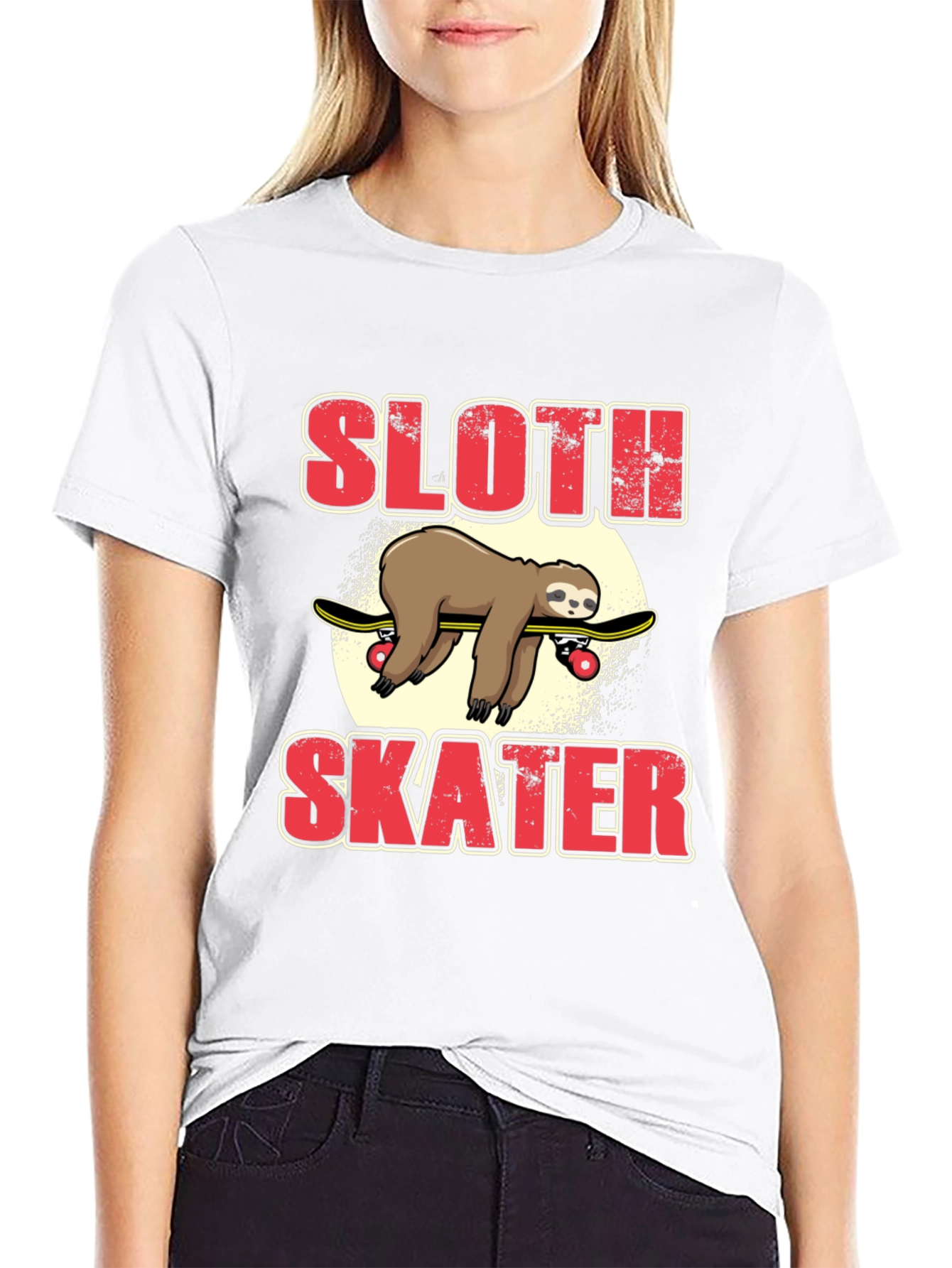 Sloth Skater T-Shirt - Funny Animal Skateboarding Tee