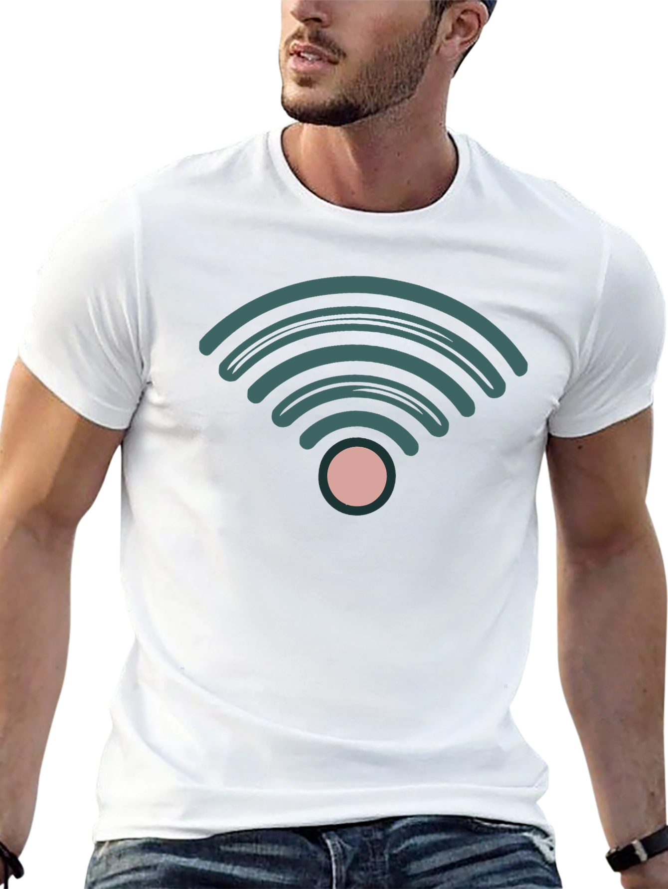 Stylish WiFi Symbol Black T-Shirt