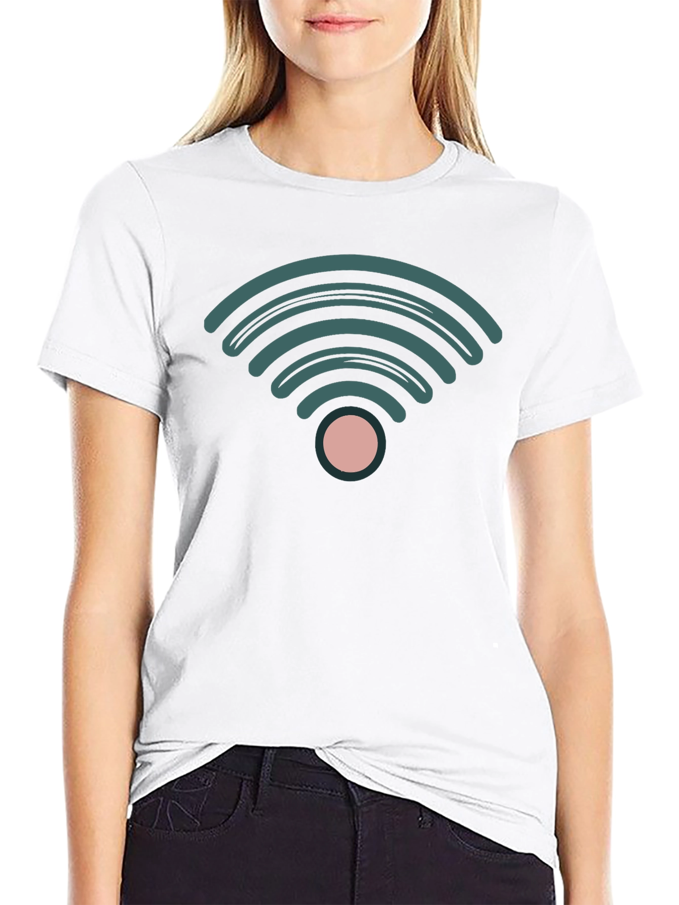 Stylish WiFi Symbol Black T-Shirt