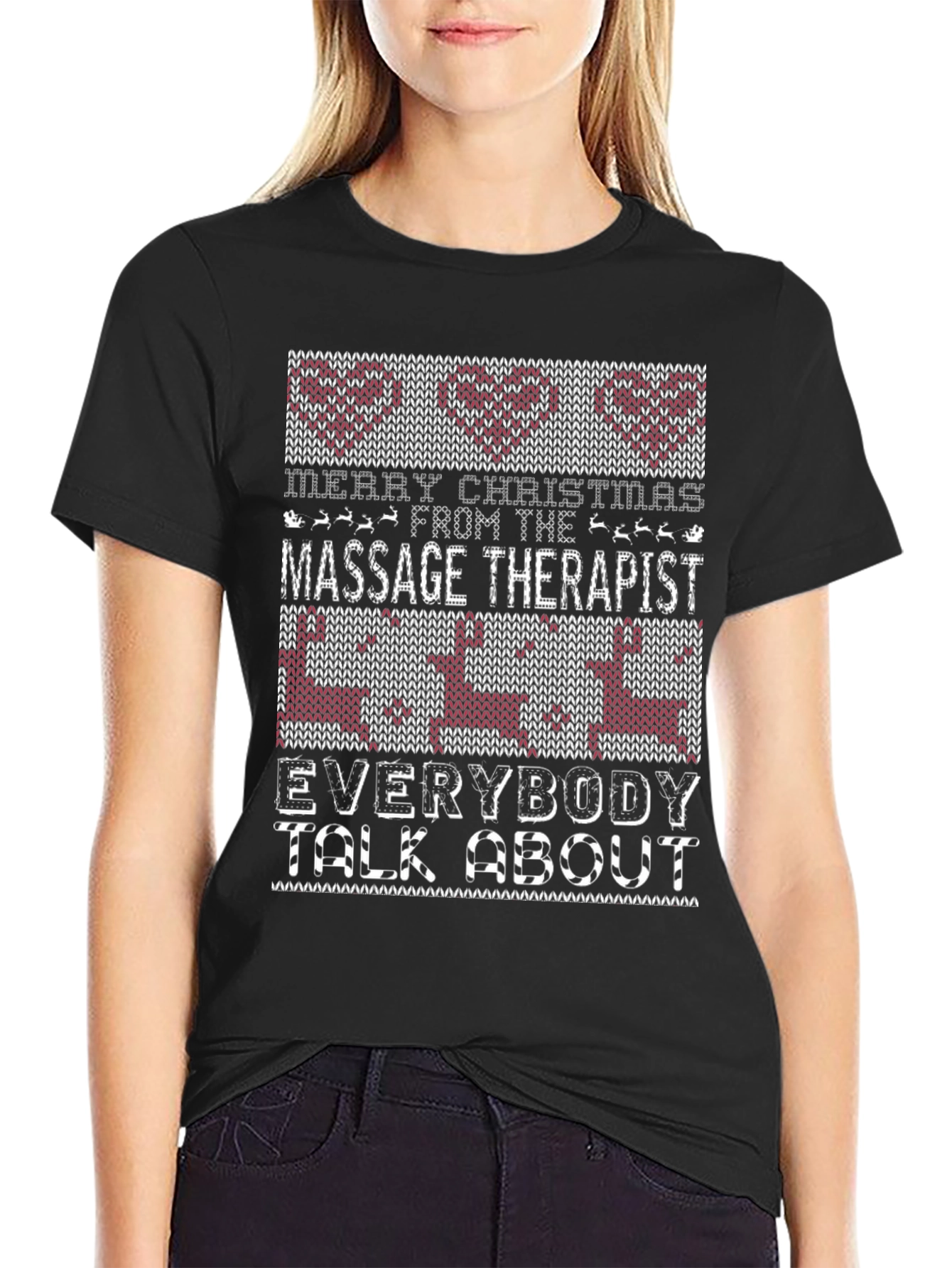 Merry Christmas Massage Therapist Ugly Sweater T-Shirt