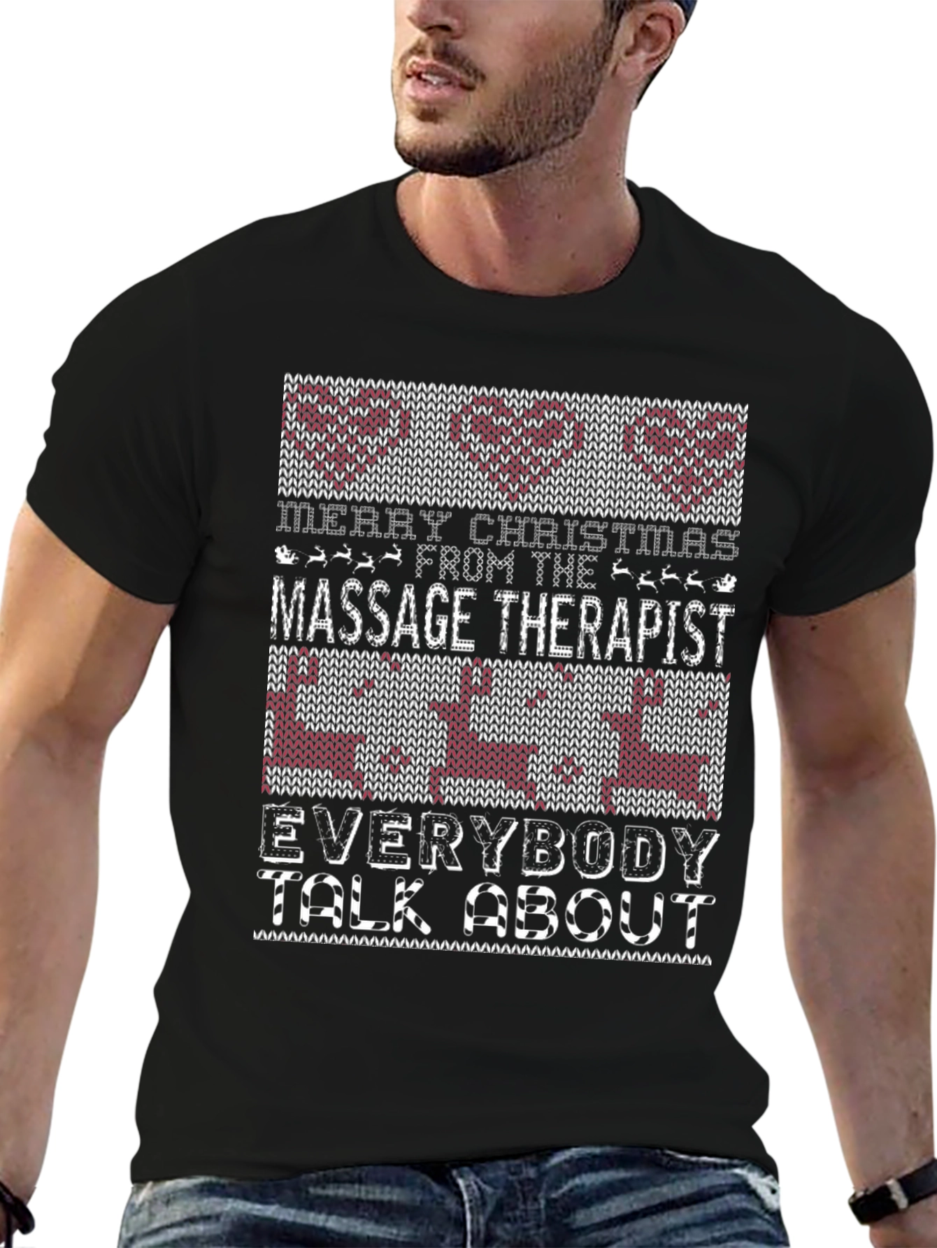Merry Christmas Massage Therapist Ugly Sweater T-Shirt