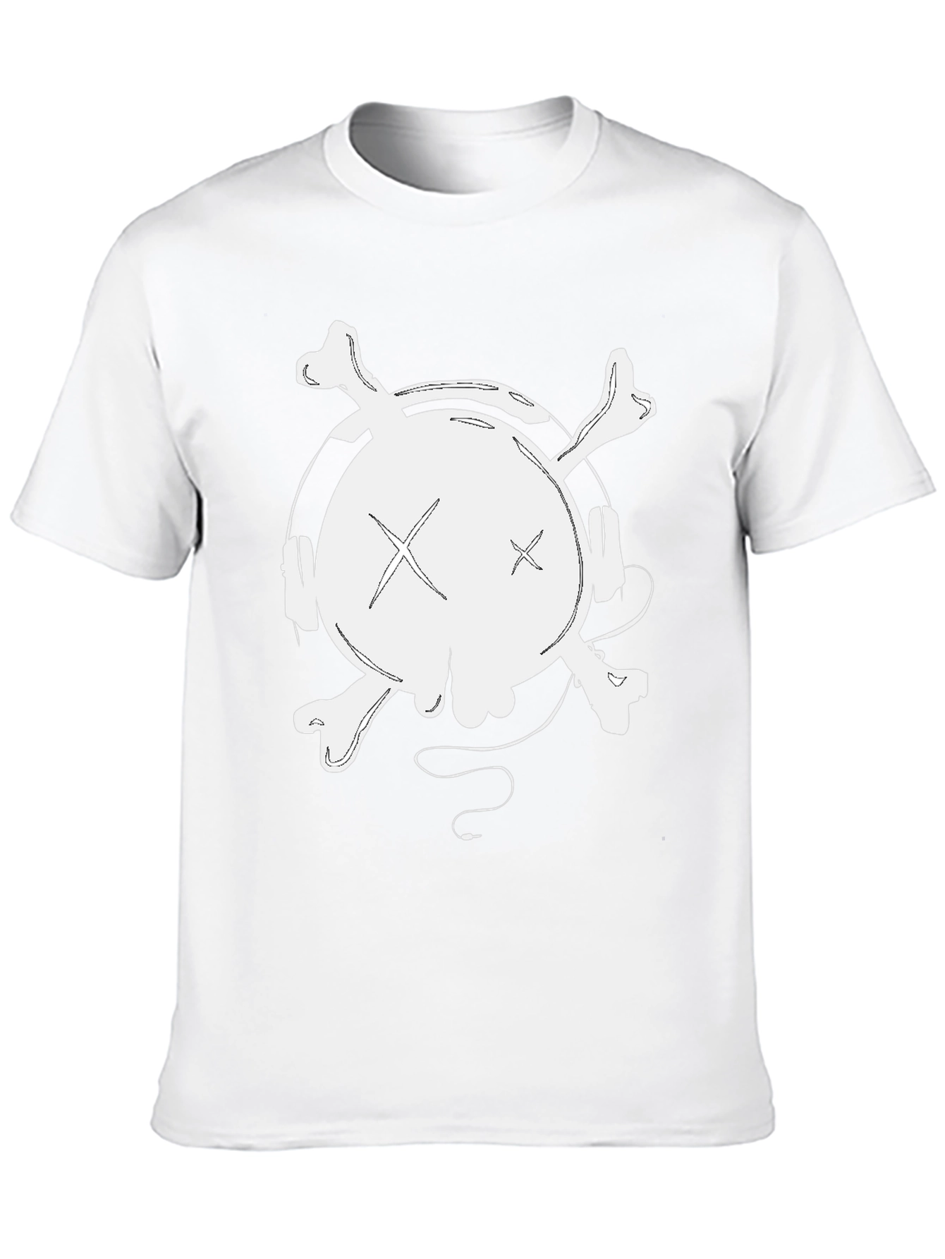 Skull & Crossbones Headphones Graphic Tee - Black