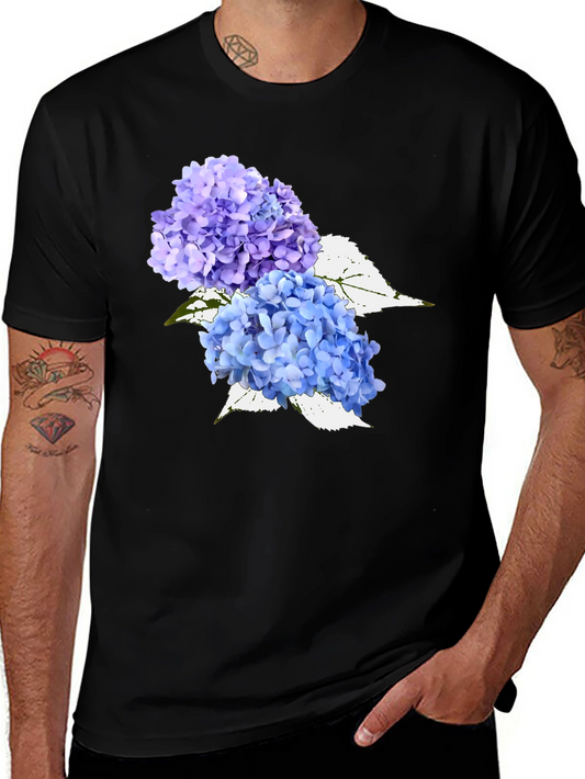 Floral Hydrangea Graphic Tee - Black