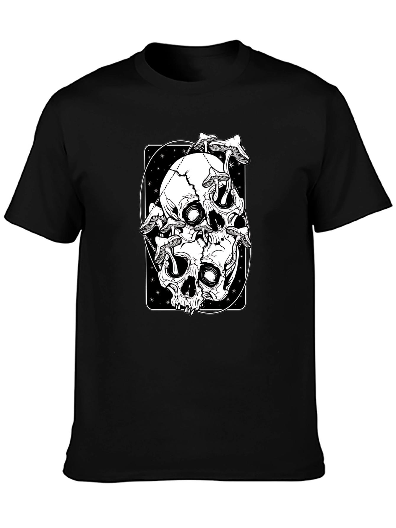 Skull & Mushroom Graphic Tee - Black