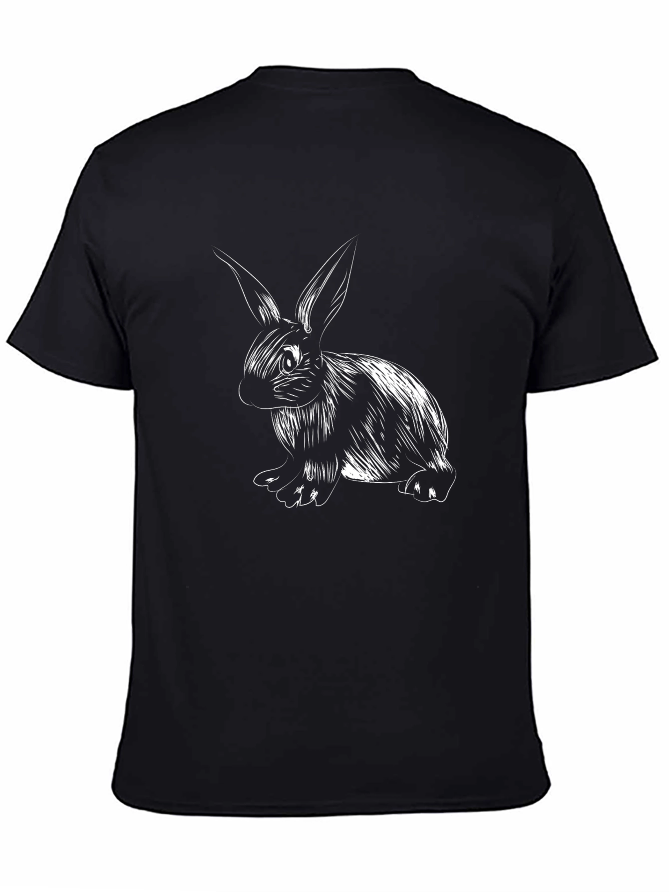 Black T-Shirt with White Bunny Graphic