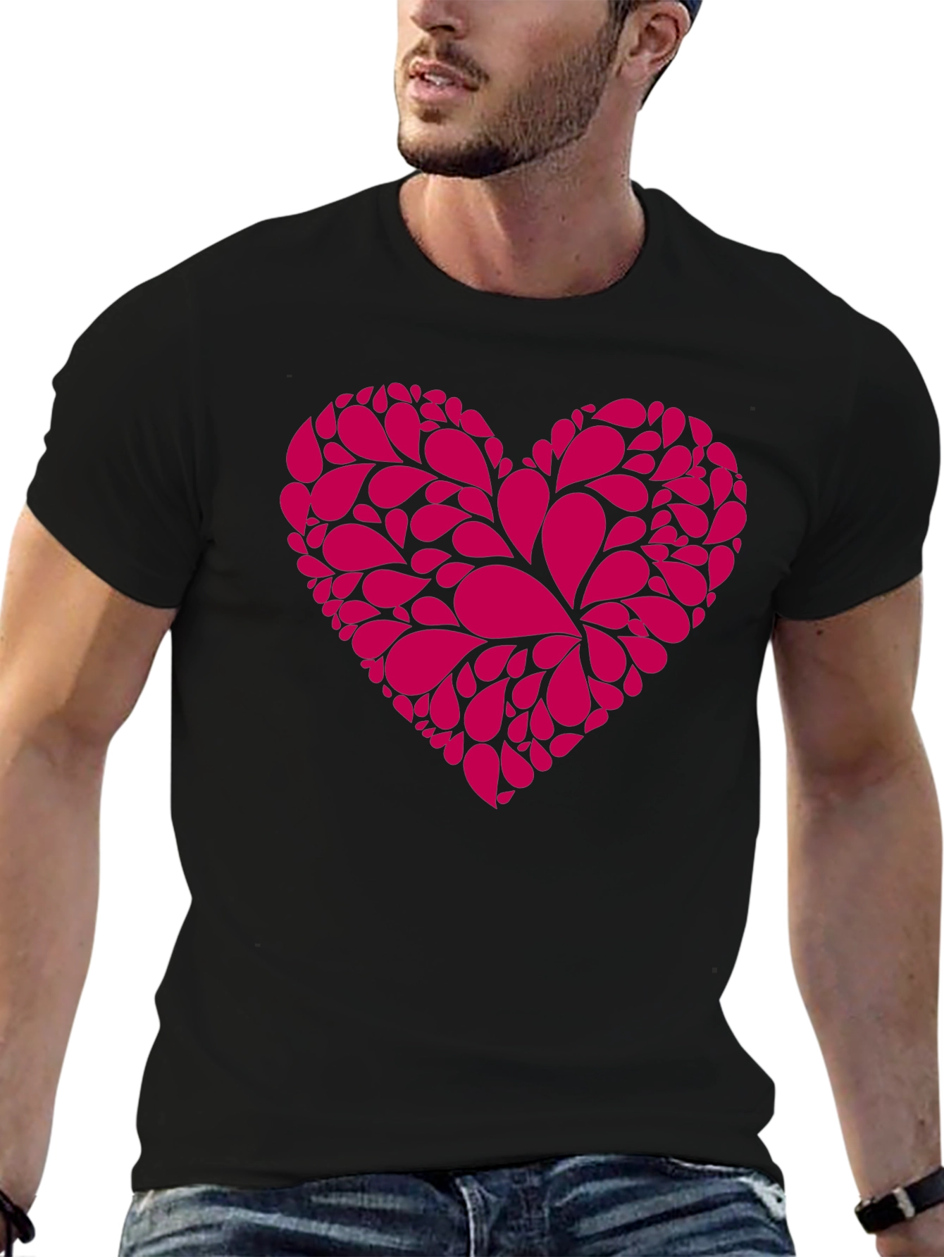Heart Graphic Tee - Stylish Black Cotton T-Shirt