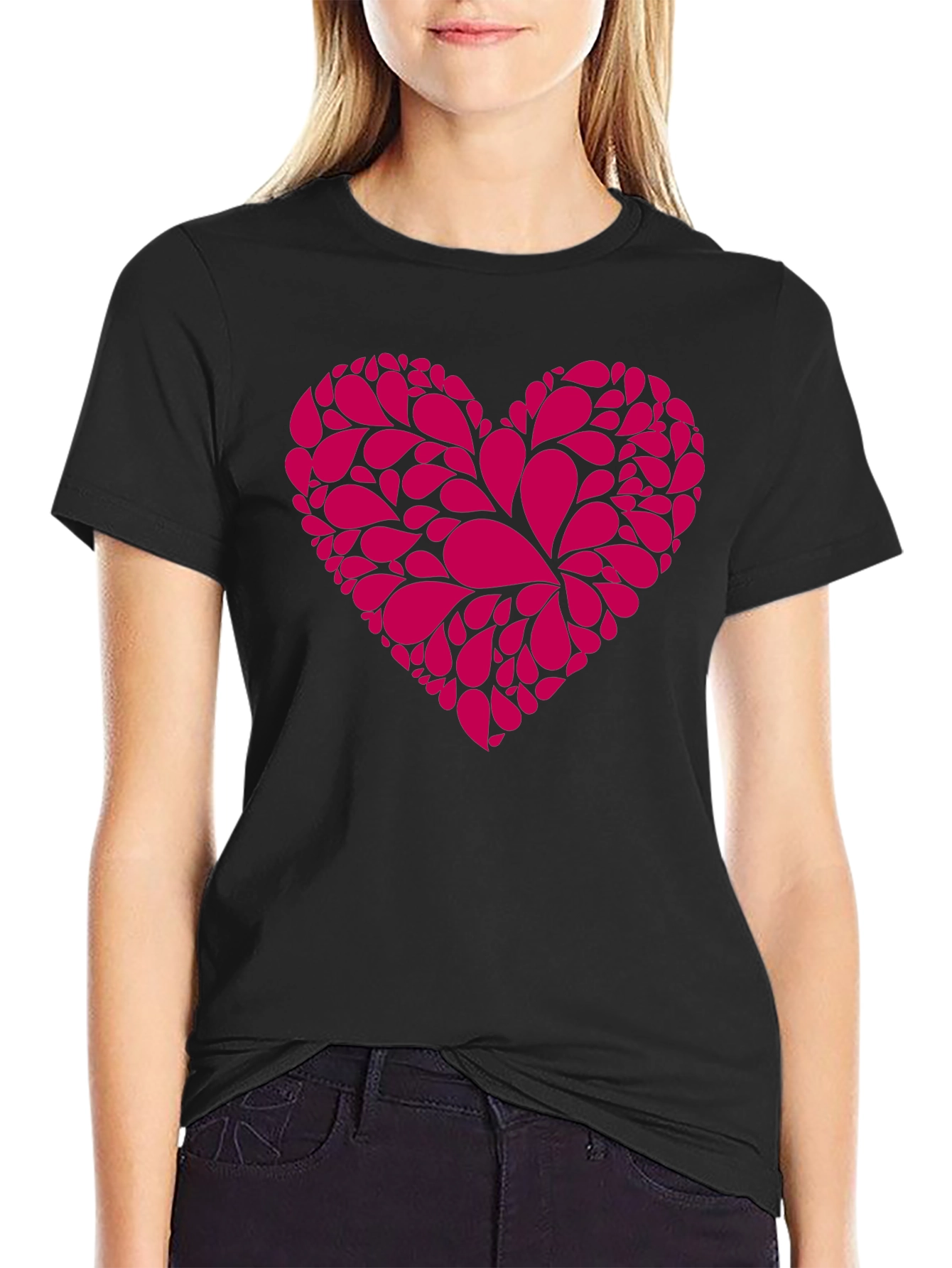 Heart Graphic Tee - Stylish Black Cotton T-Shirt