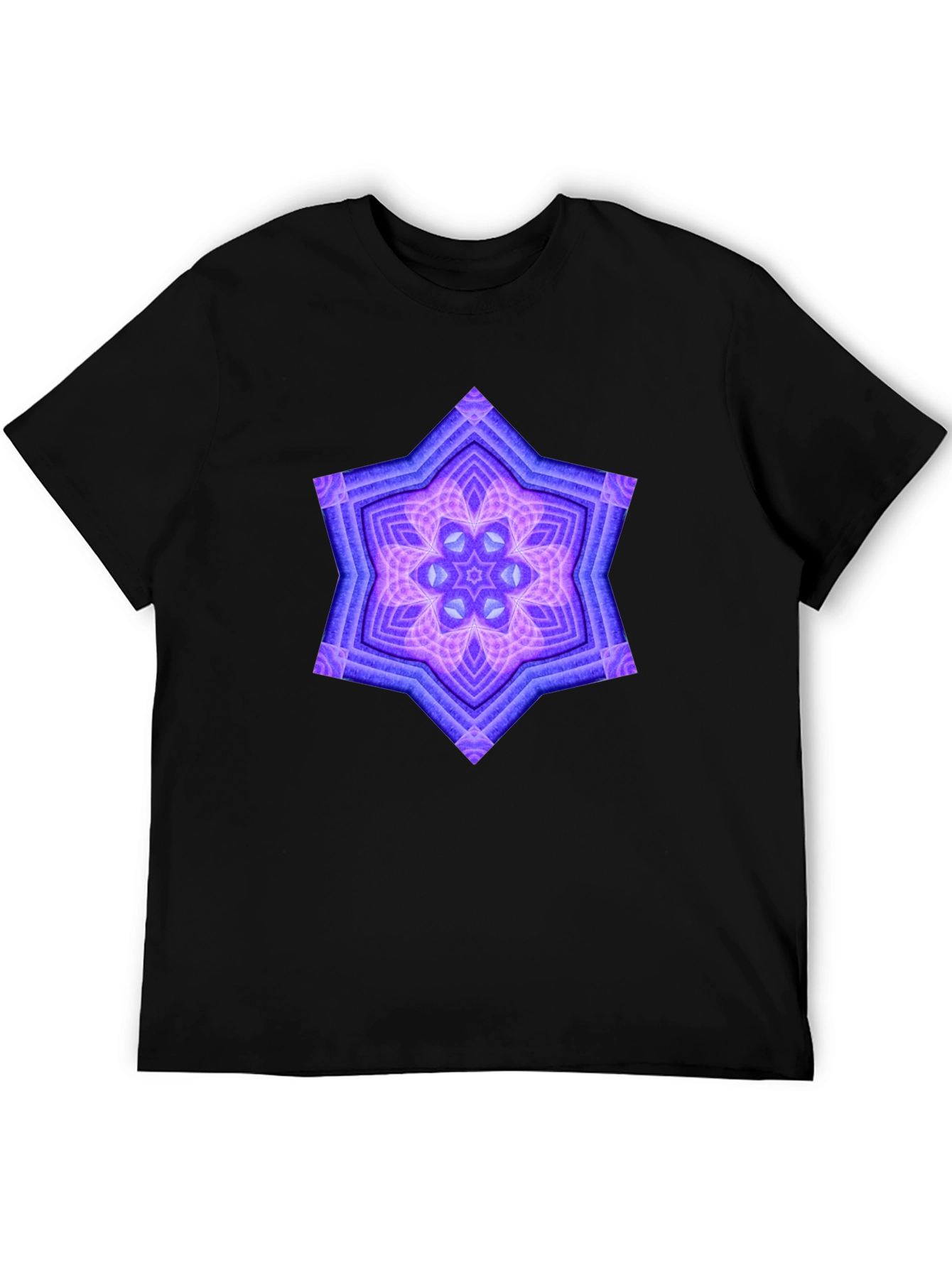 Geometric Starburst Graphic Tee - Black