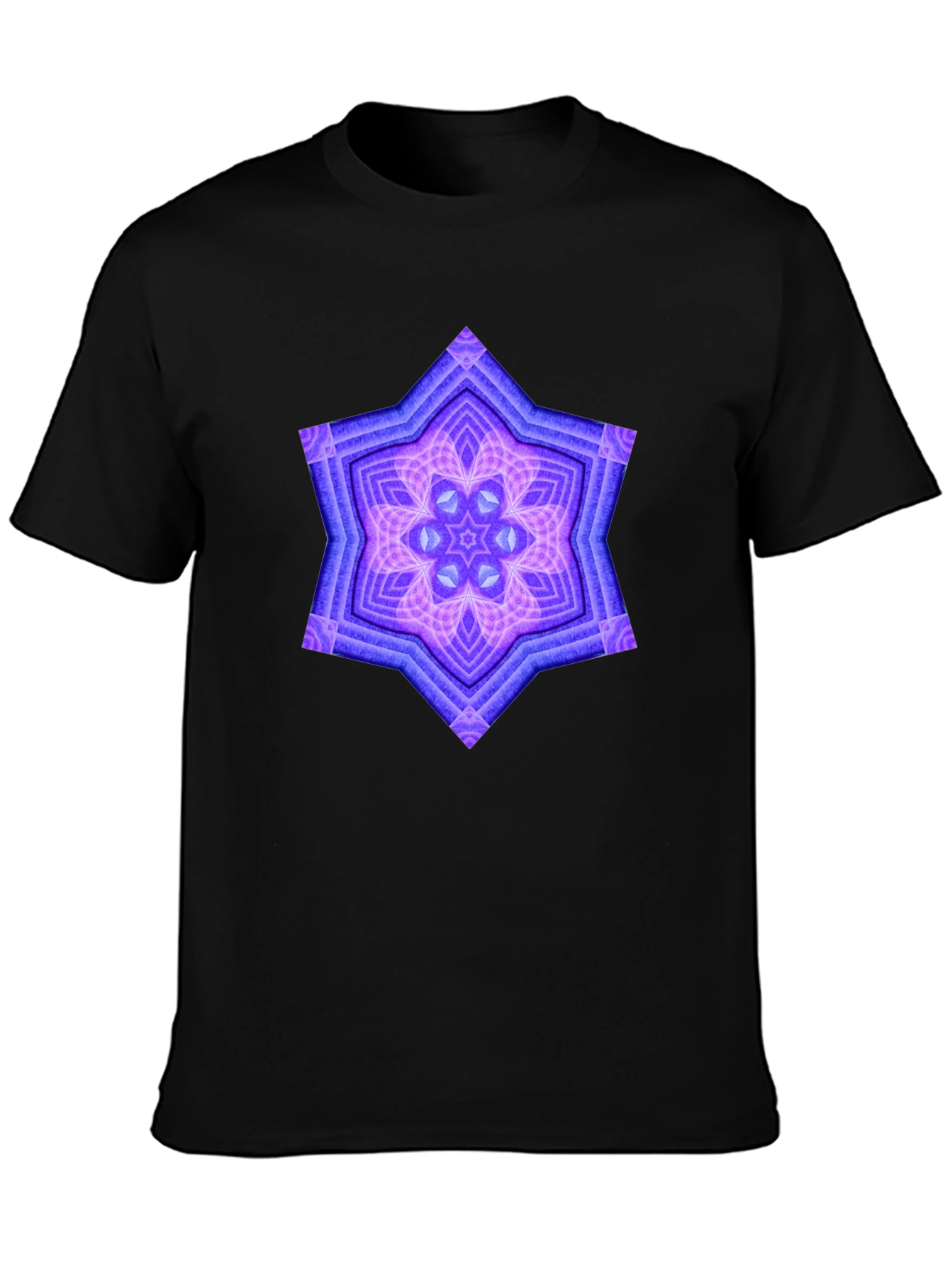 Geometric Starburst Graphic Tee - Black