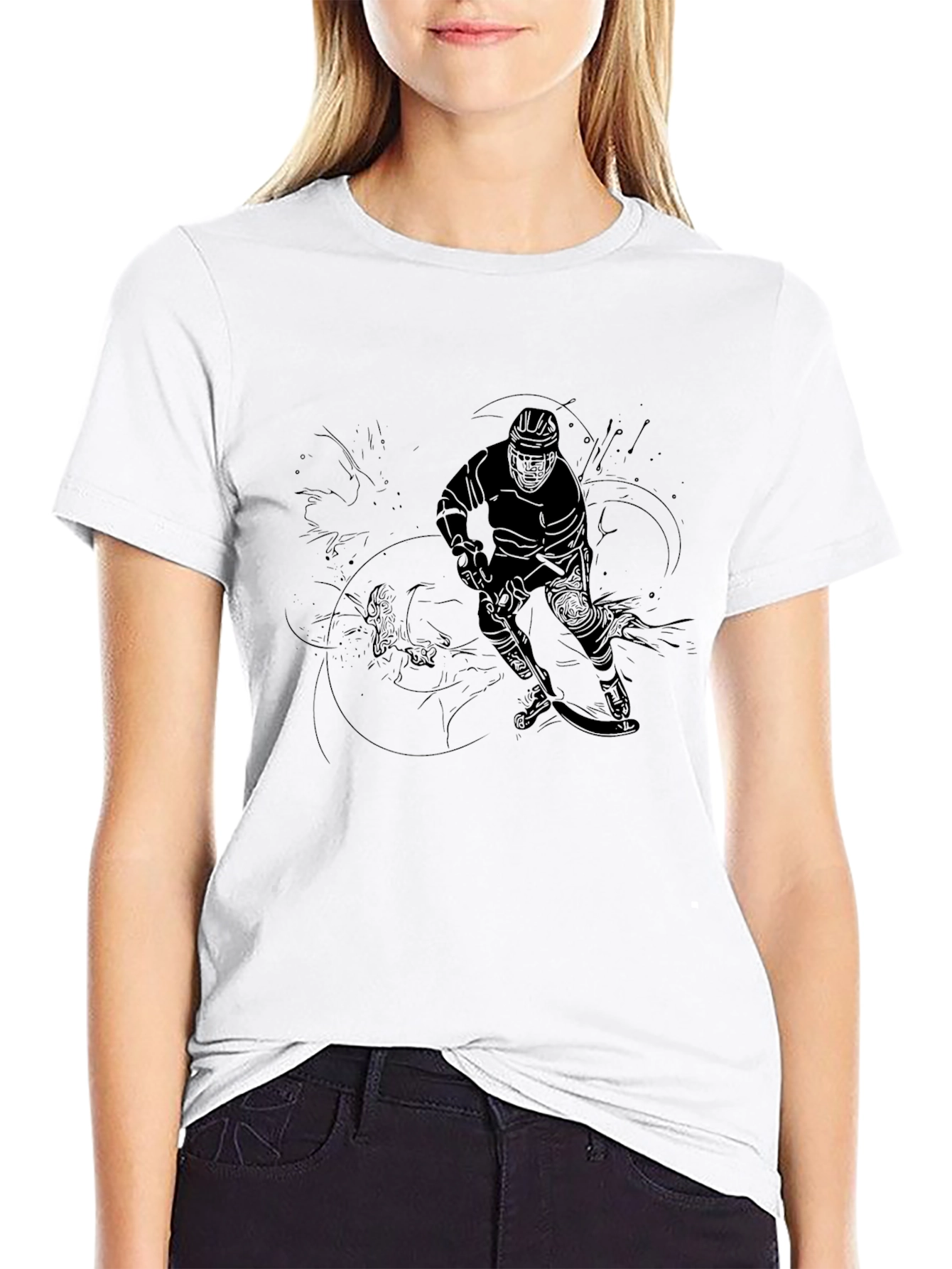 Hockey Player Graphic Black T-Shirt