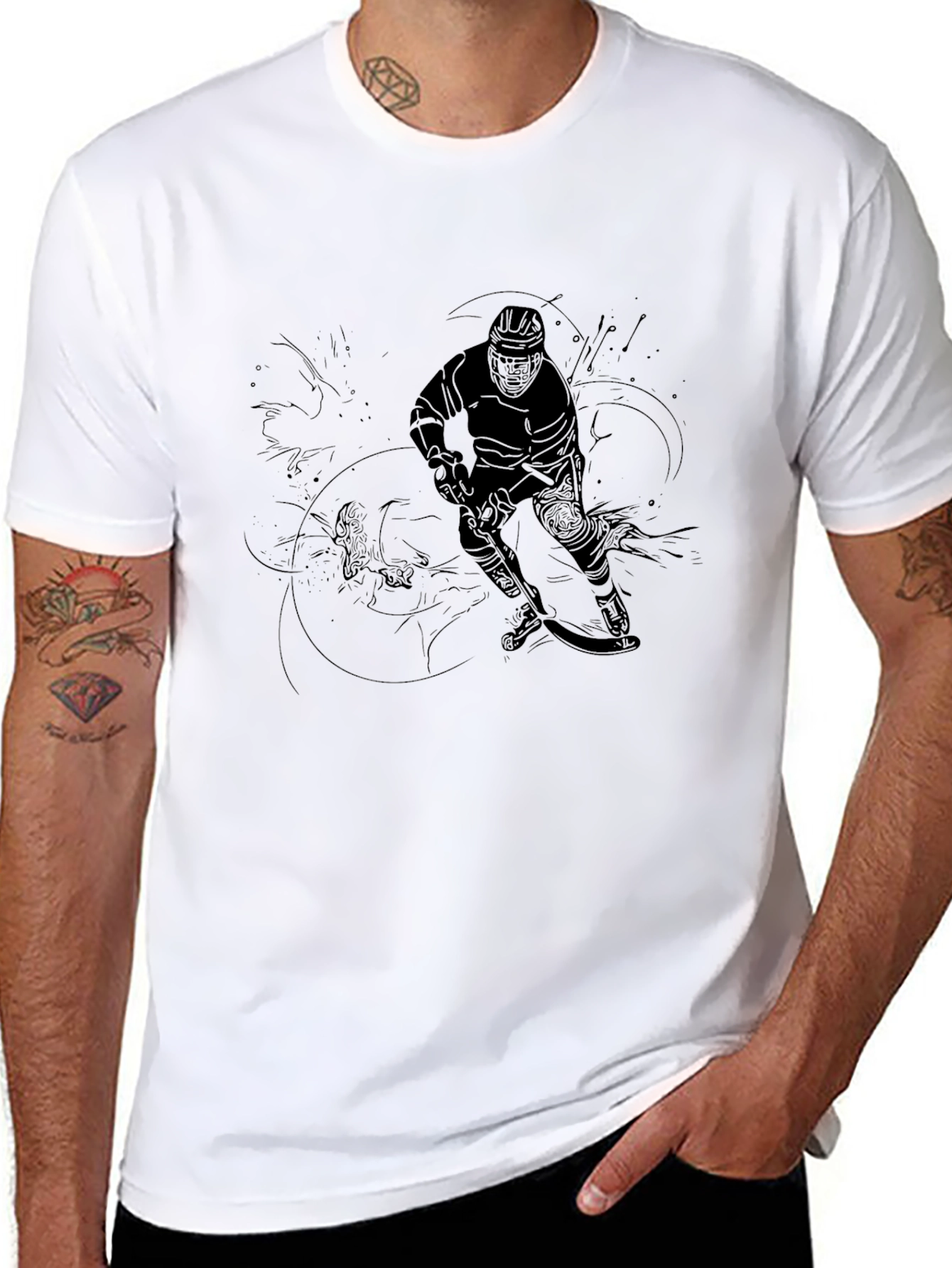 Hockey Player Graphic Black T-Shirt