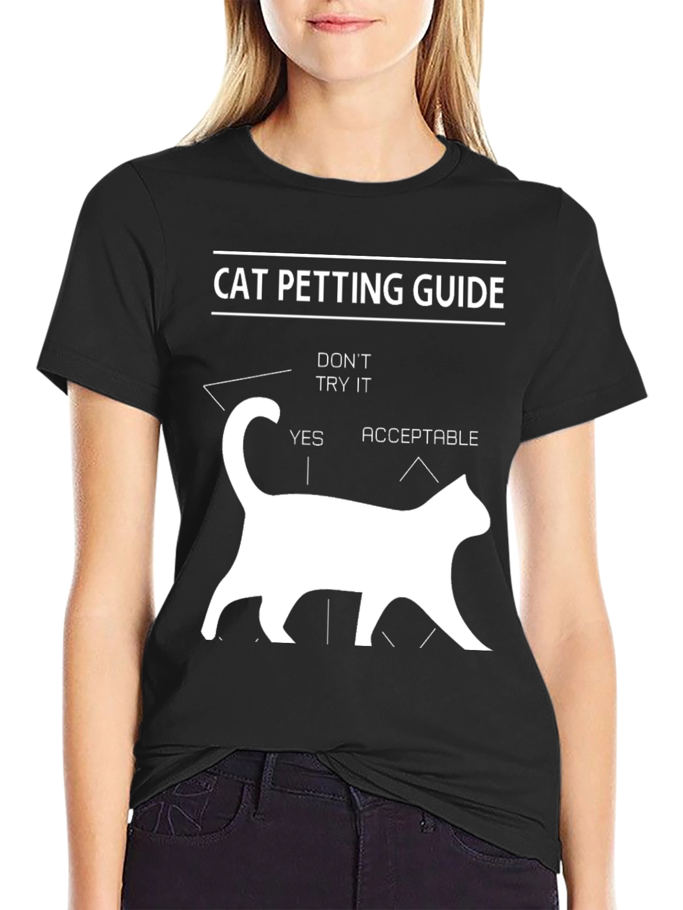 Cat Petting Guide T-Shirt Funny Graphic Tee