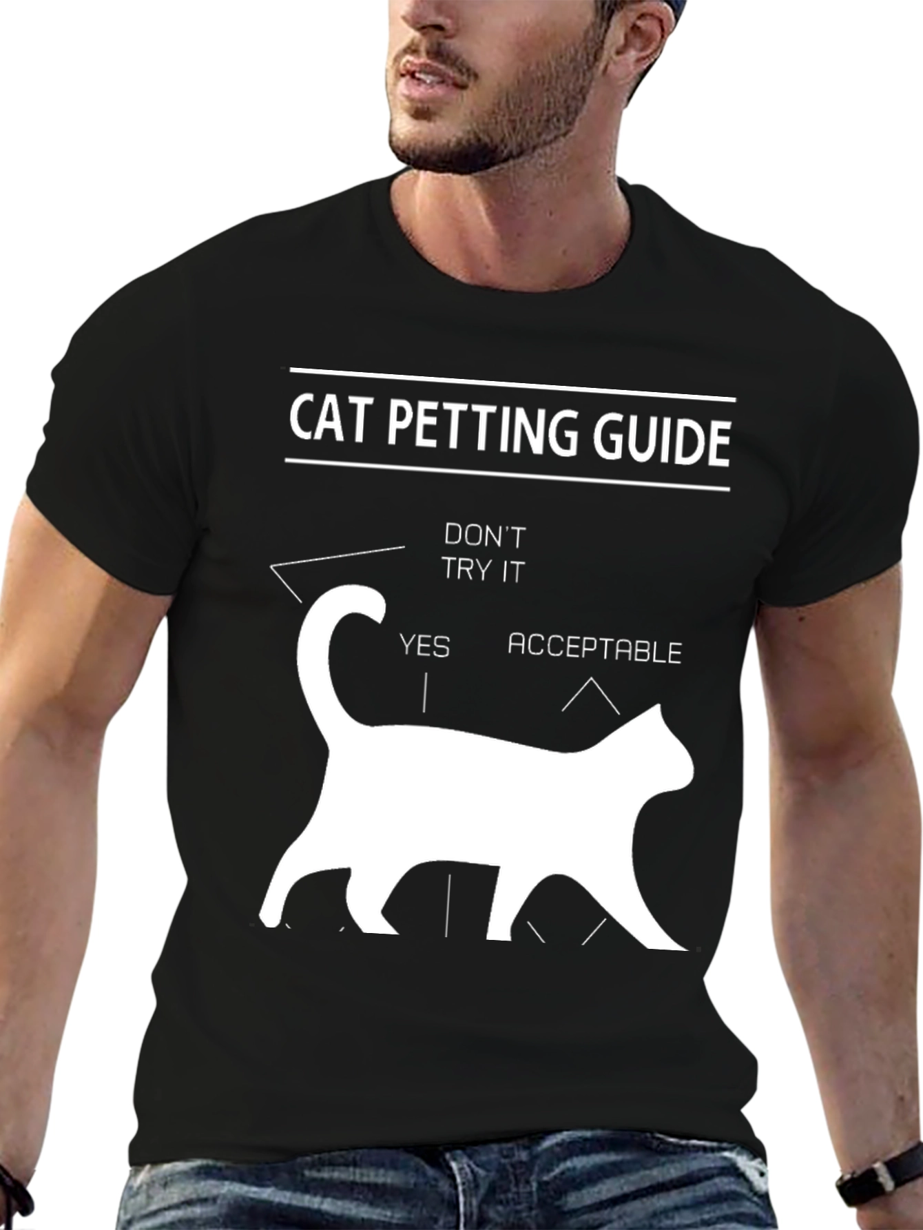 Cat Petting Guide T-Shirt Funny Graphic Tee
