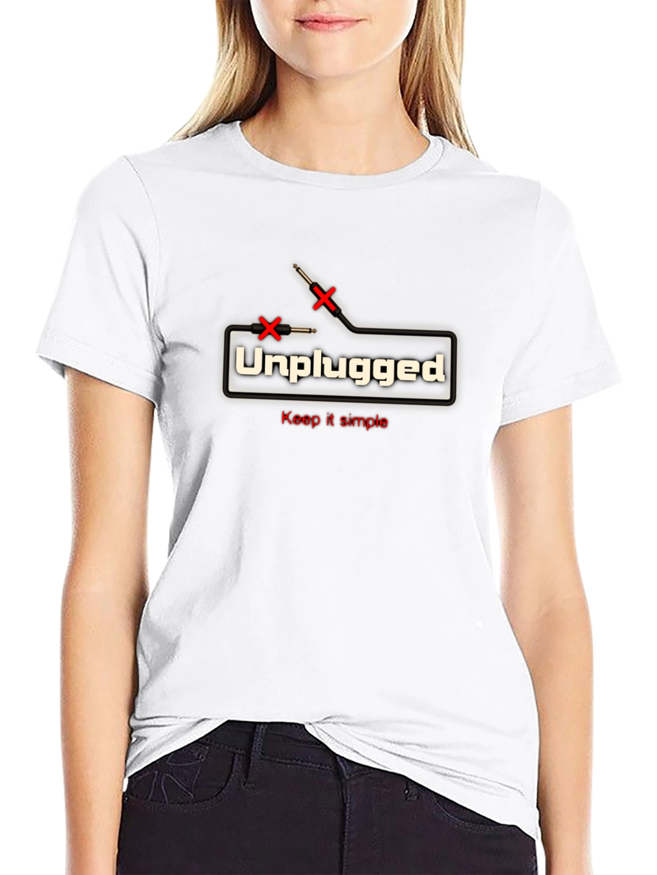 Unplugged Black Graphic Tee - Keep It Simple
