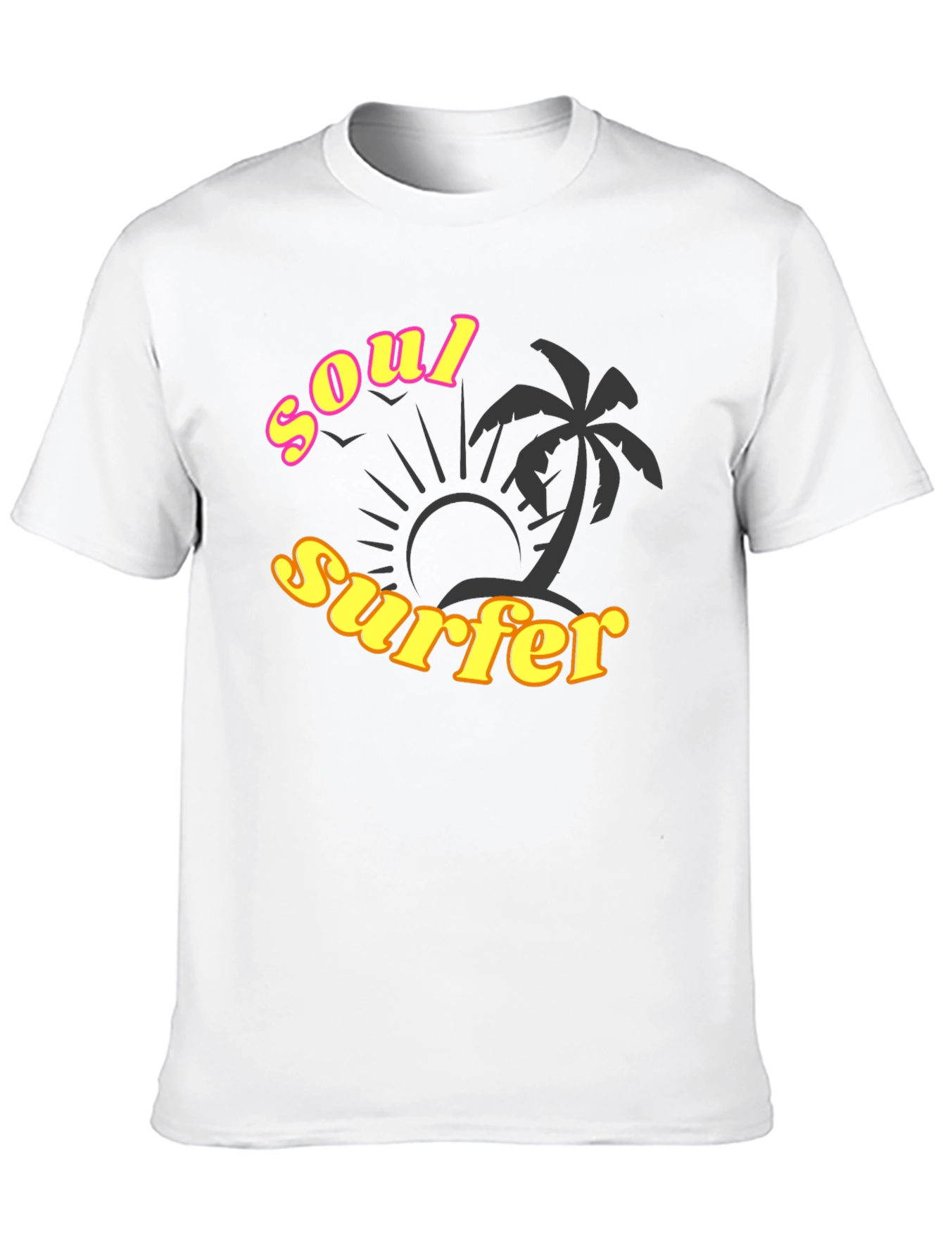 Soul Surfer Black T-Shirt with Palm Tree Design
