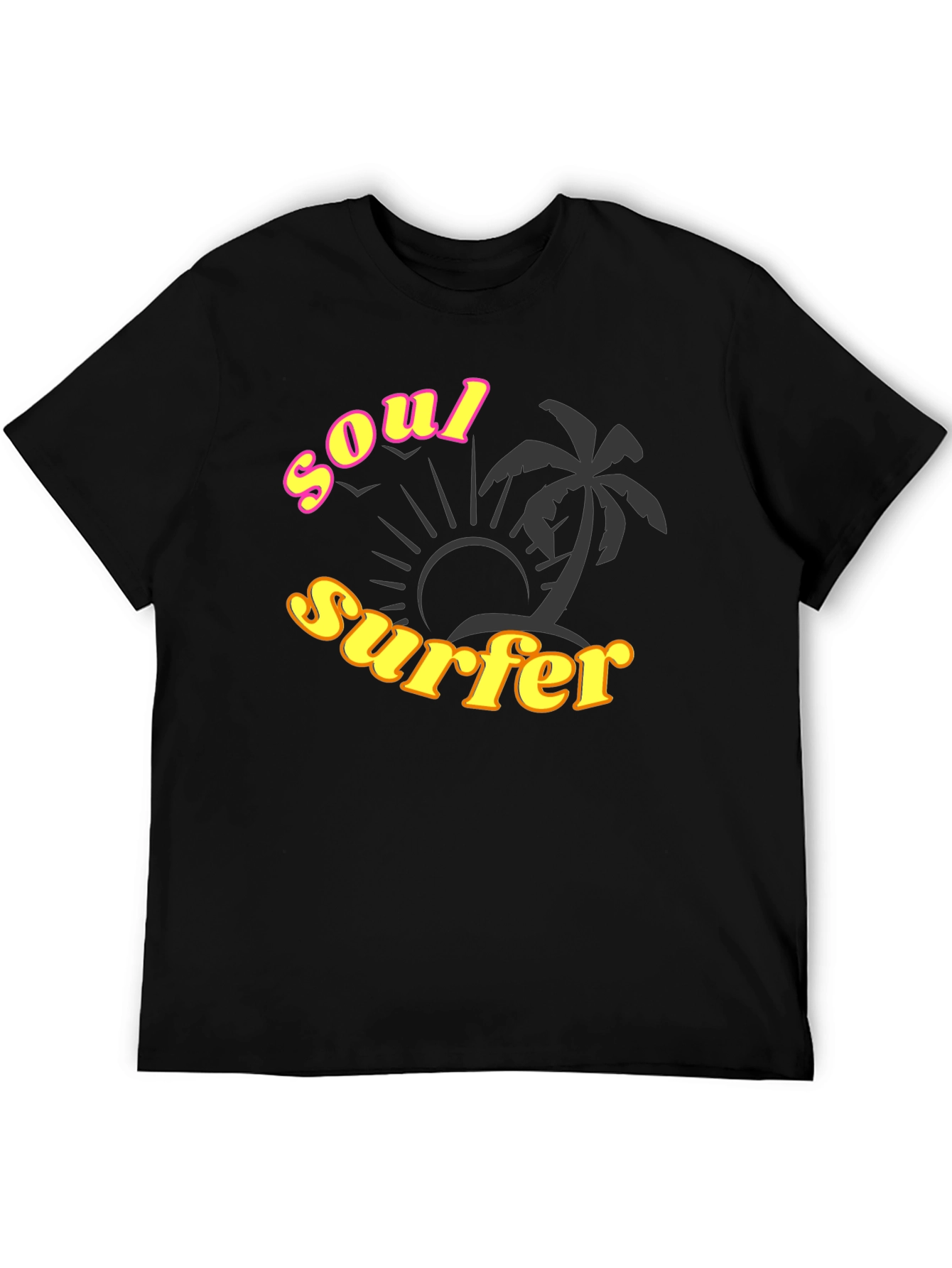 Soul Surfer Black T-Shirt with Palm Tree Design