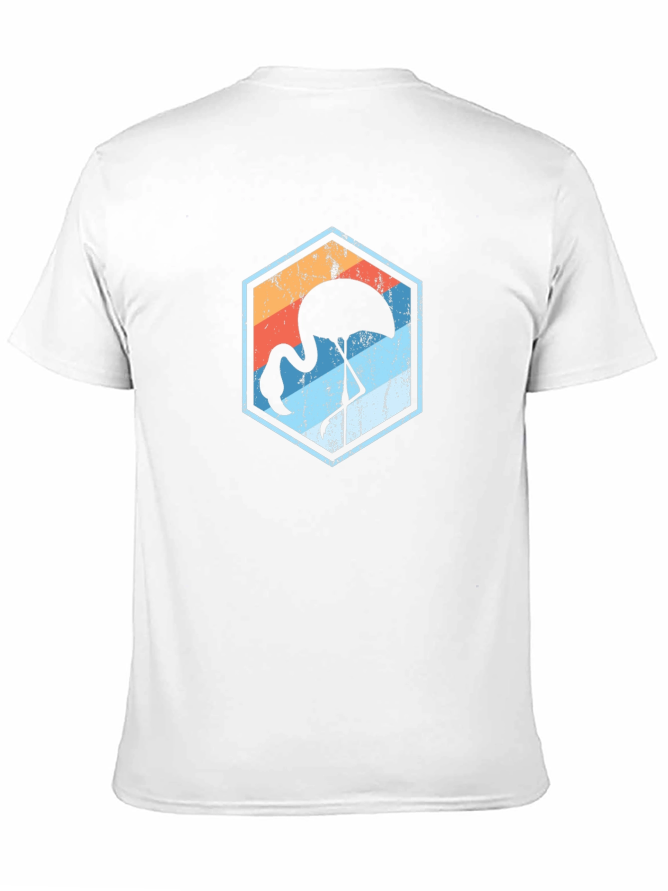 Retro Flamingo Graphic Tee - Black Cotton Blend T-Shirt