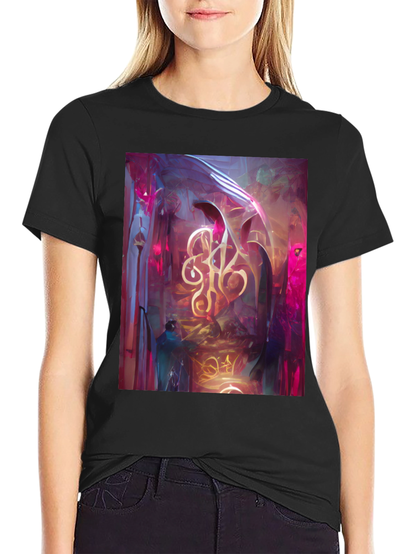 Abstract Art Print Black T-Shirt