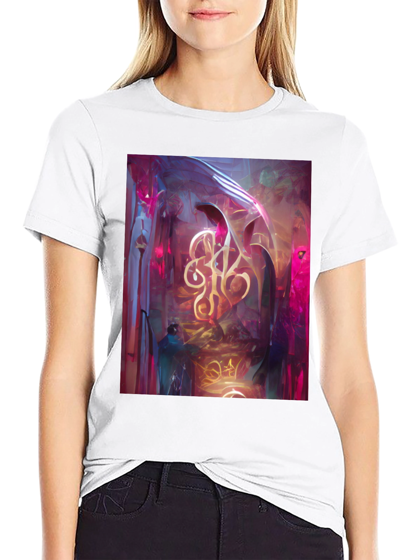 Abstract Art Print Black T-Shirt