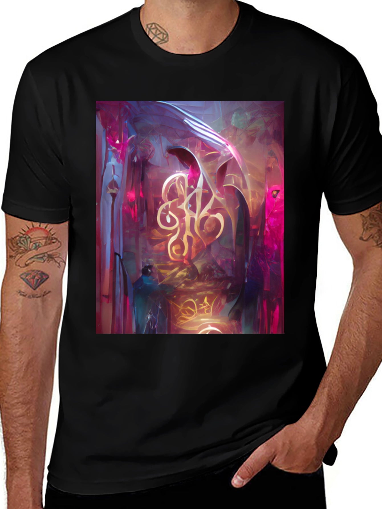 Abstract Art Print Black T-Shirt
