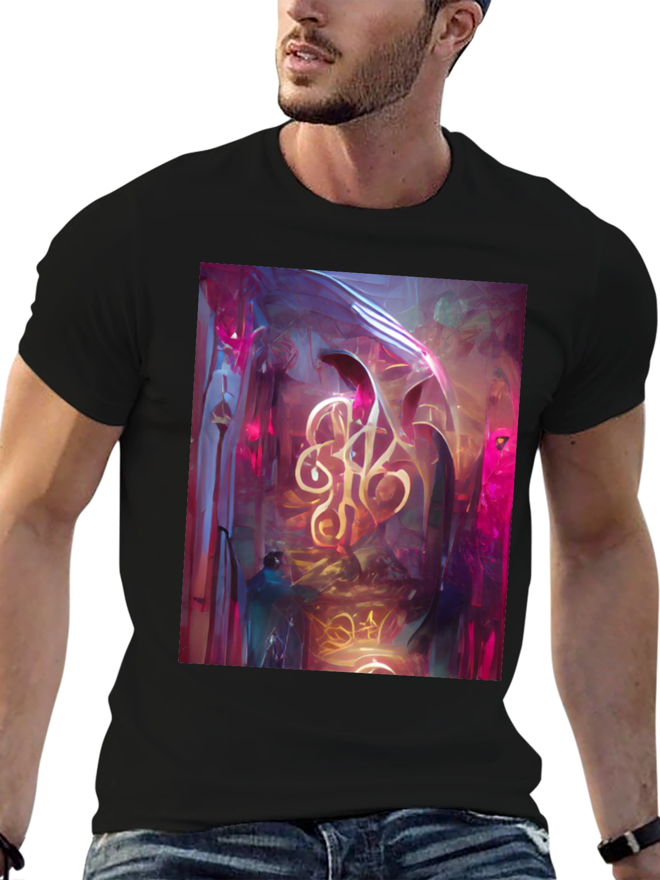 Abstract Art Print Black T-Shirt