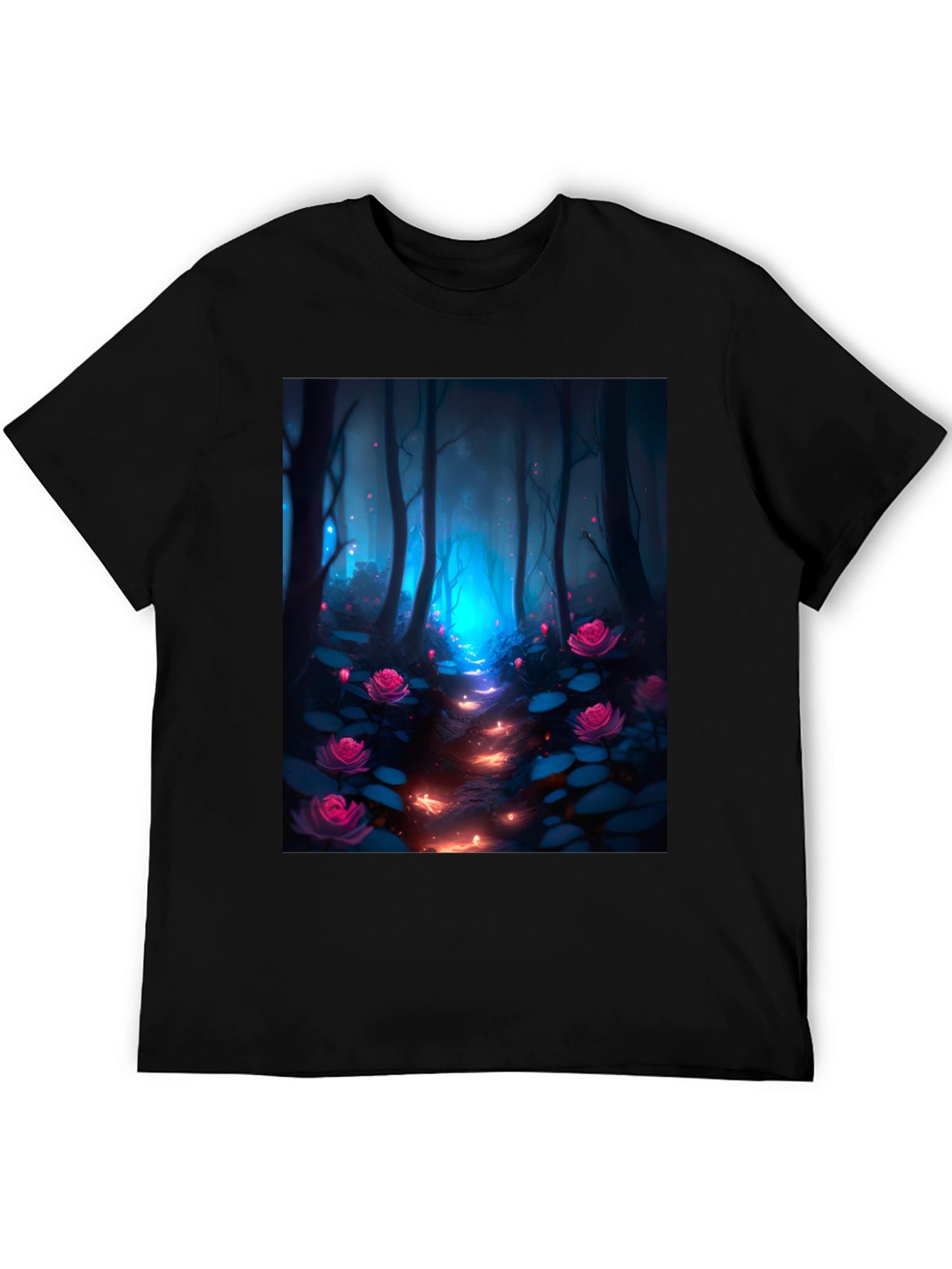Enchanted Forest Graphic Tee - Black Cotton Blend