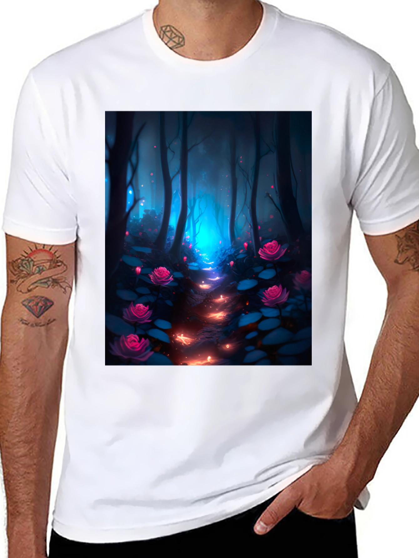 Enchanted Forest Graphic Tee - Black Cotton Blend