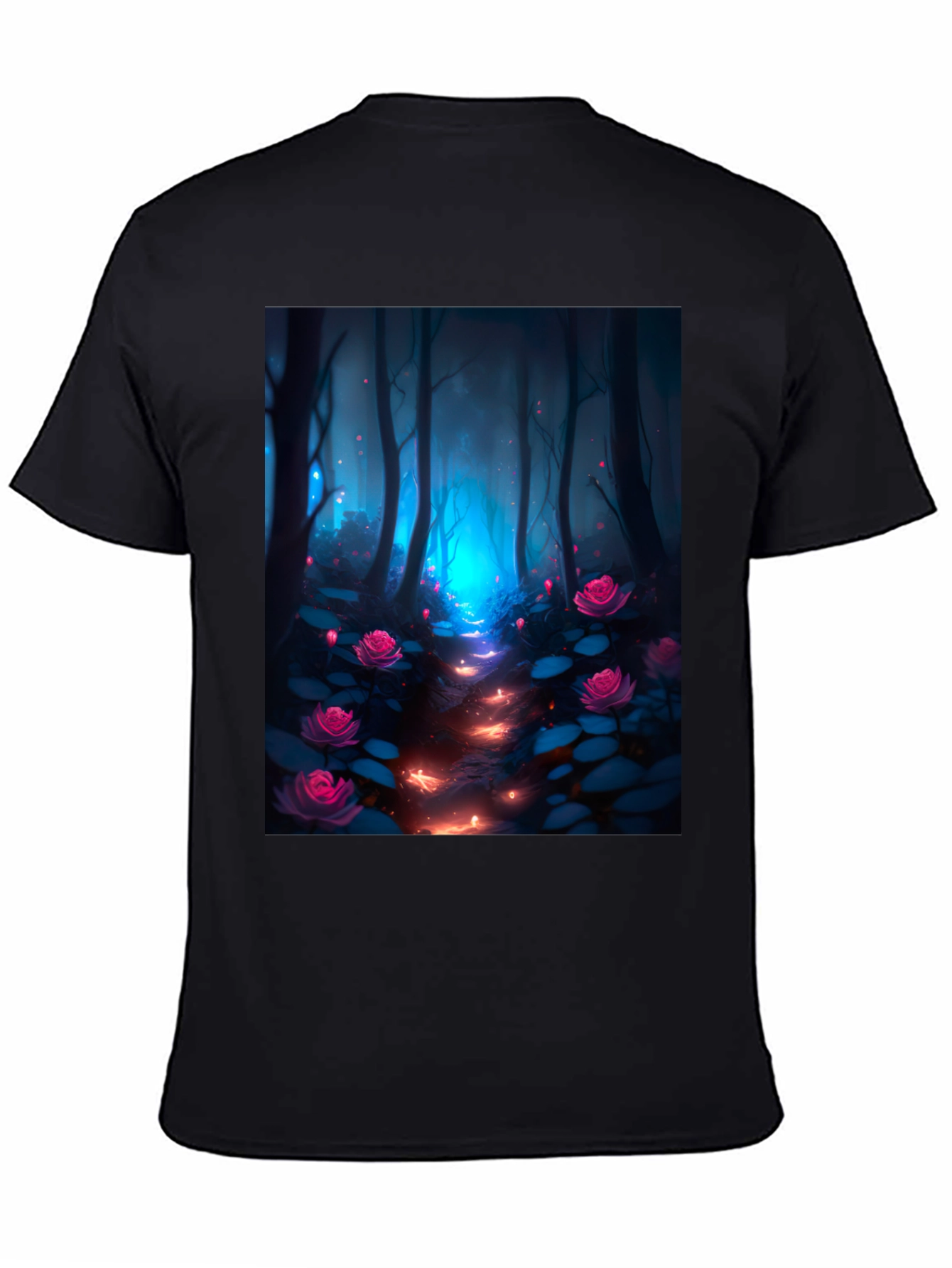 Enchanted Forest Graphic Tee - Black Cotton Blend