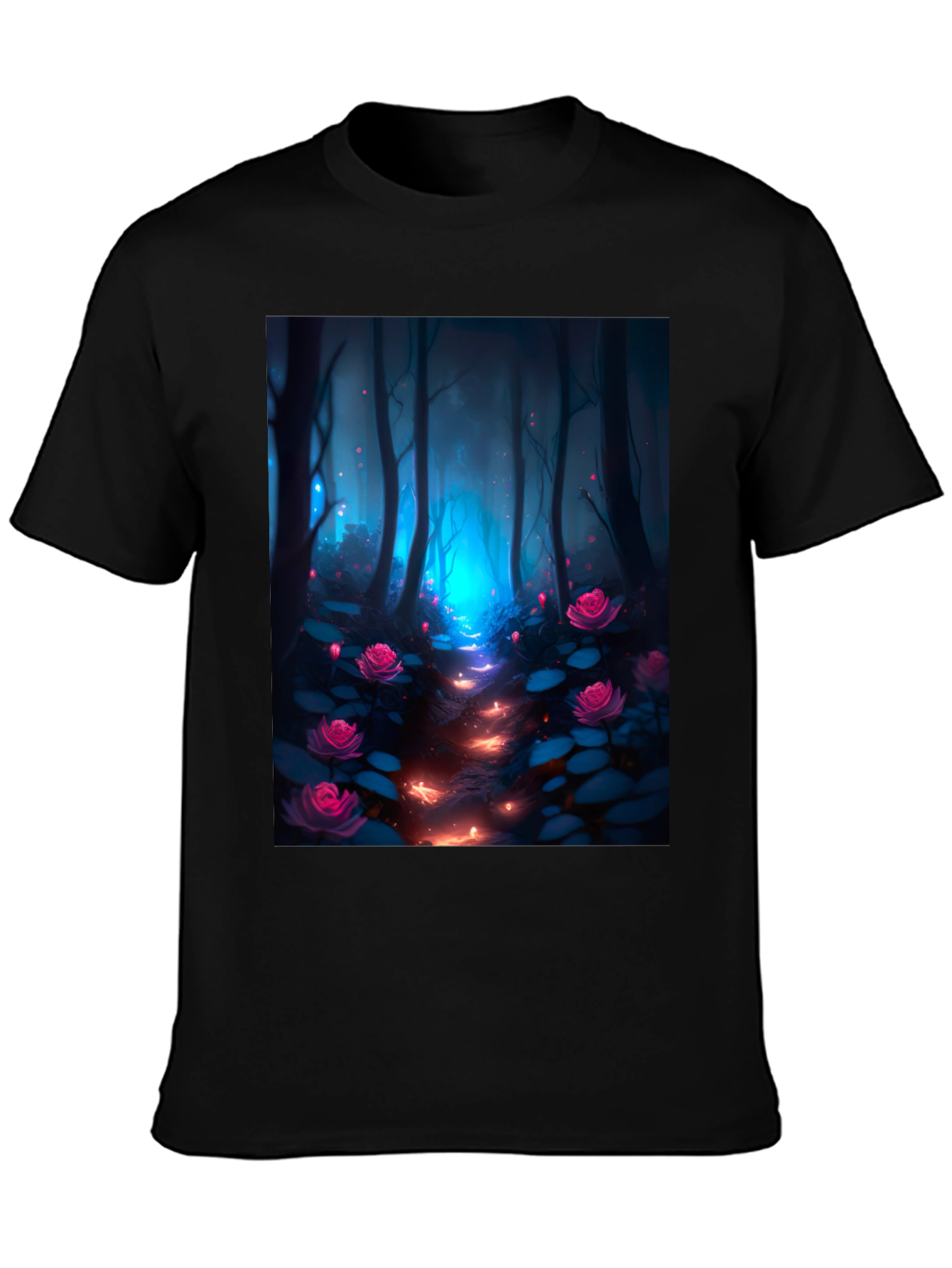 Enchanted Forest Graphic Tee - Black Cotton Blend